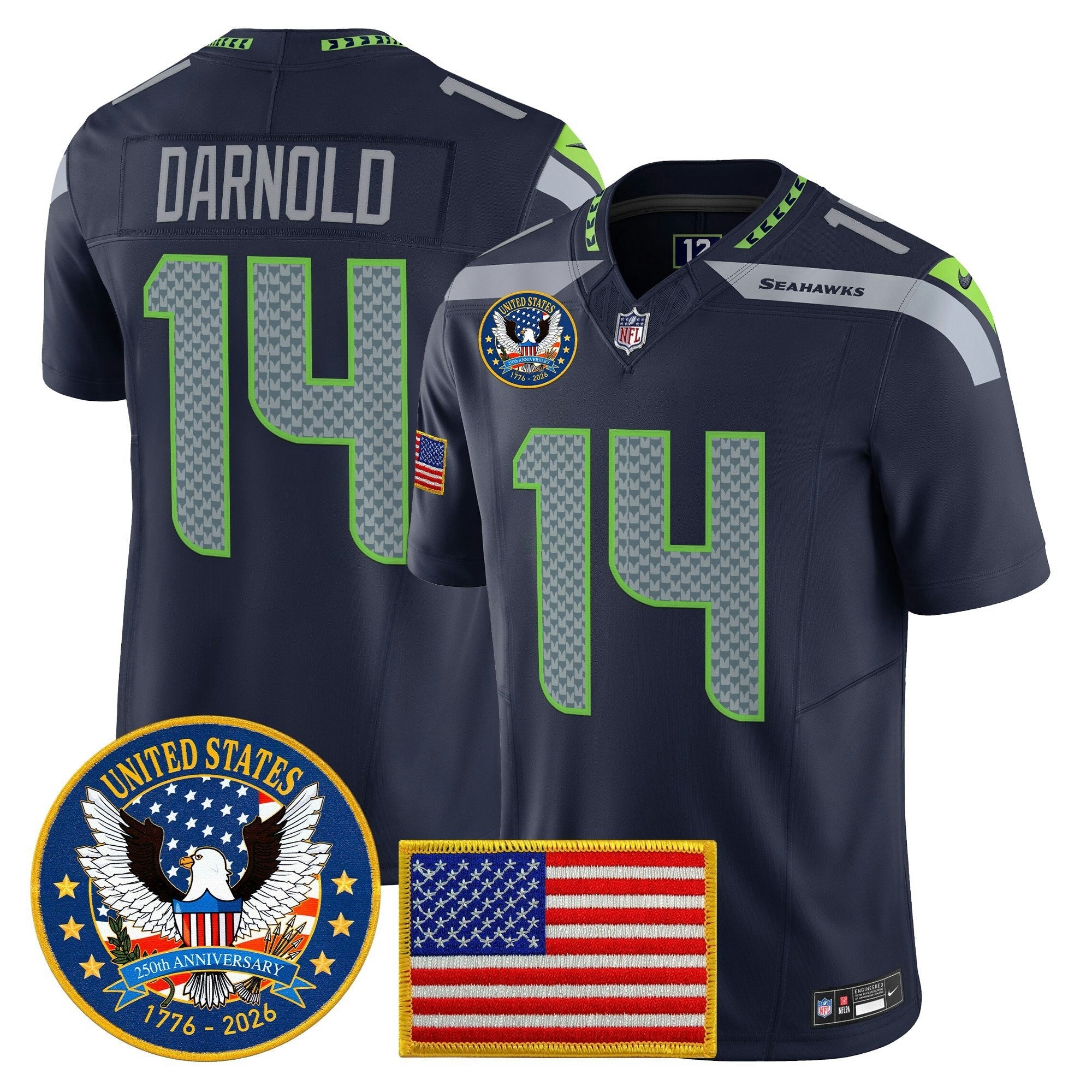 Camisa NFL Men’s Seattle “United States 250th Anniversary Patch” Vapor Limited Jersey