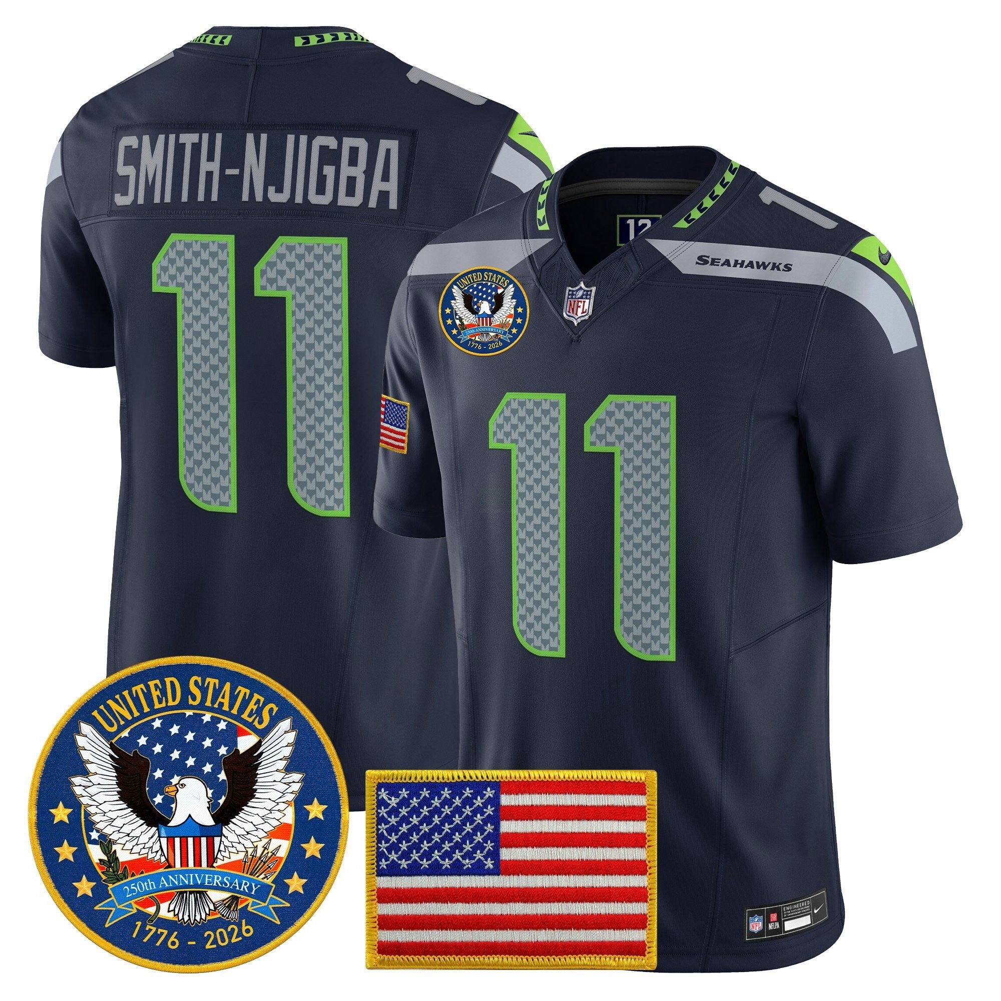 Camisa NFL Men’s Seattle “United States 250th Anniversary Patch” Vapor Limited Jersey