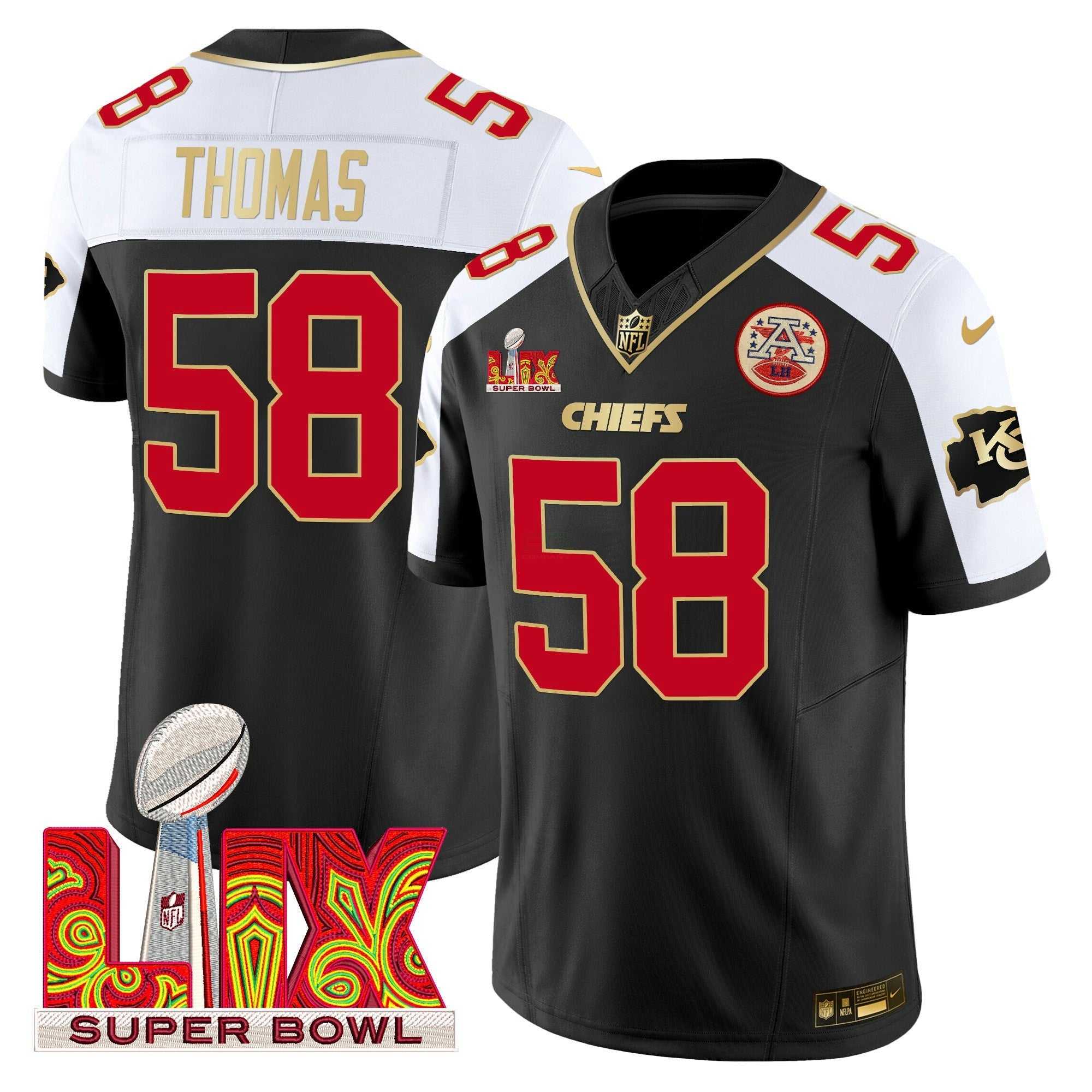 Camisa NFL Men’s Super Bowl LIX Patch Dourada Trim Vapor Limited Jersey