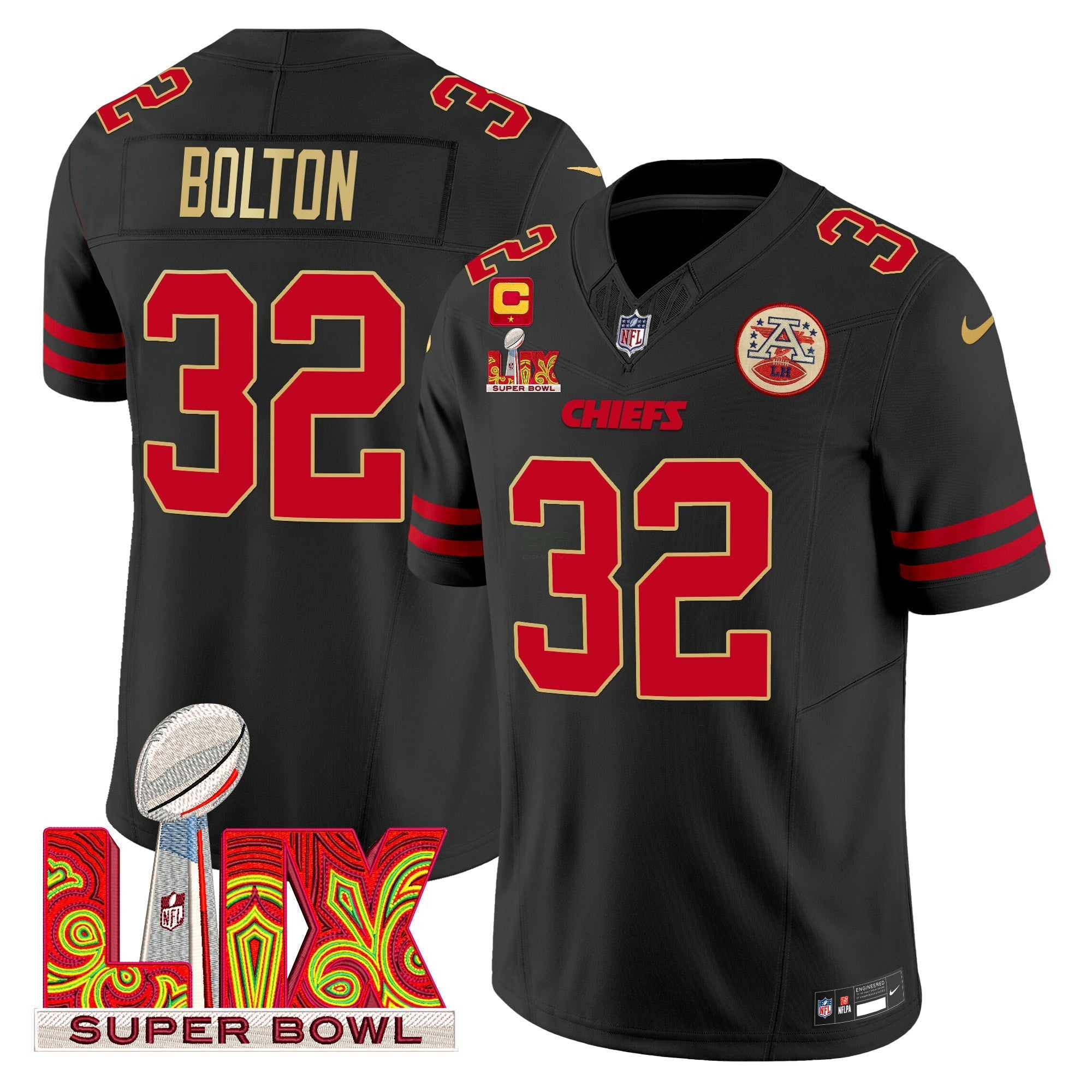 Camisa NFL Men’s Super Bowl LIX Patch Dourada Trim Vapor Limited Jersey
