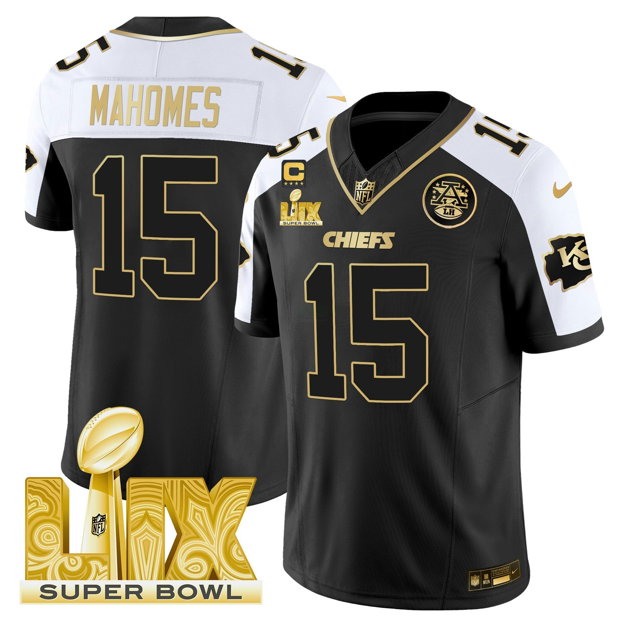 Camisa NFL Men’s Super Bowl LIX Patch Dourada Vapor Limited Jersey