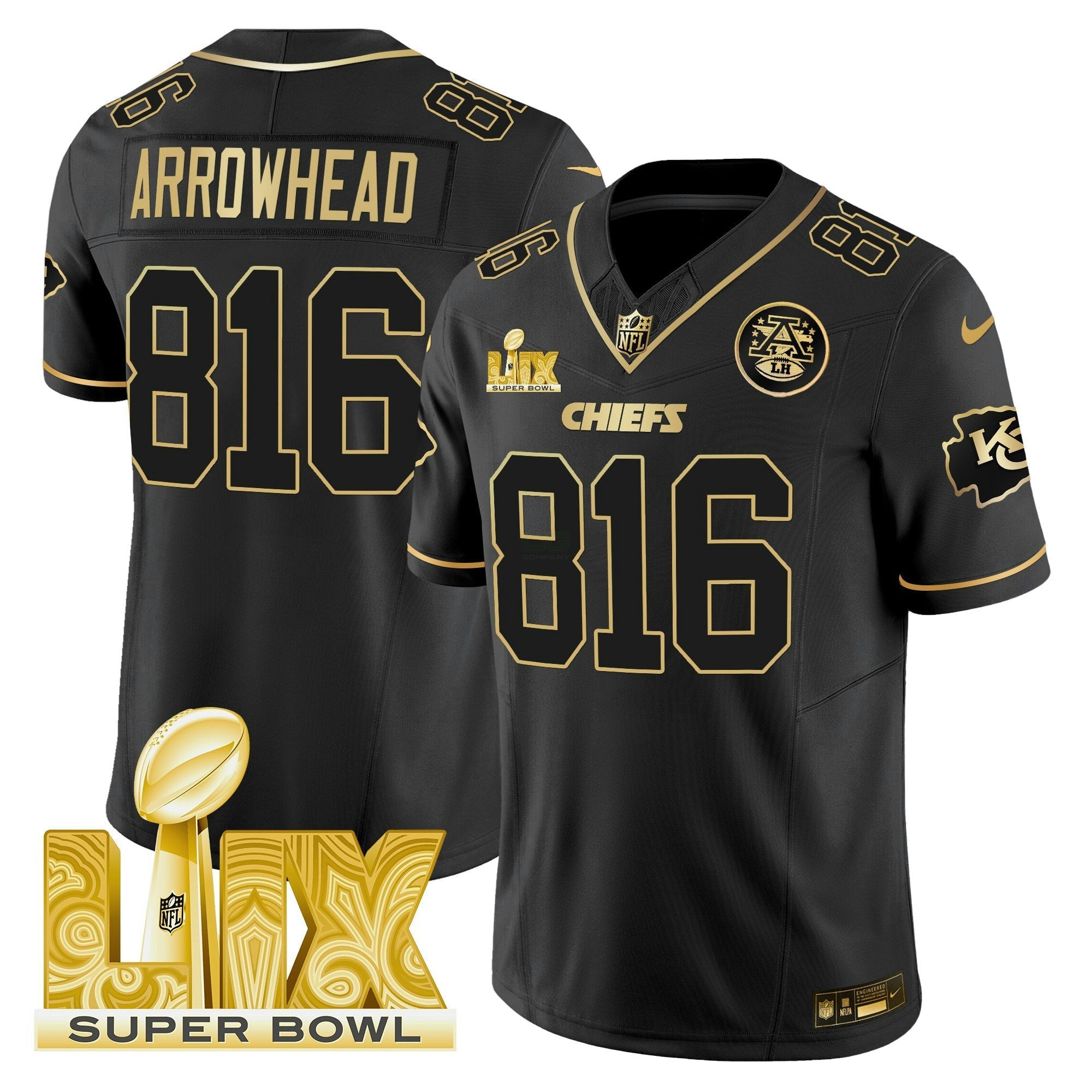 Camisa NFL Men’s Super Bowl LIX Patch Dourada Vapor Limited Jersey