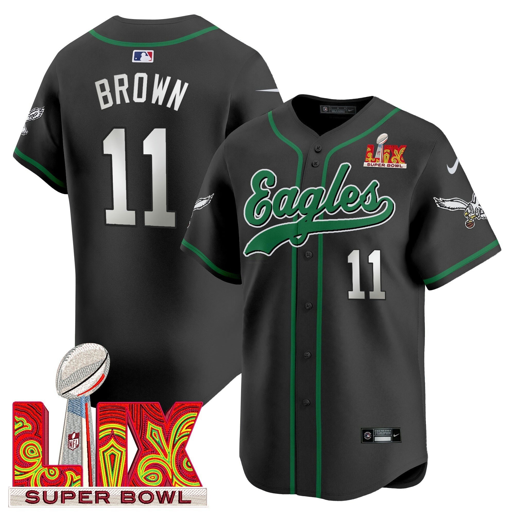 Camisa NFL Men’s Super Bowl LIX Patch Kelly Green Vapor Jersey