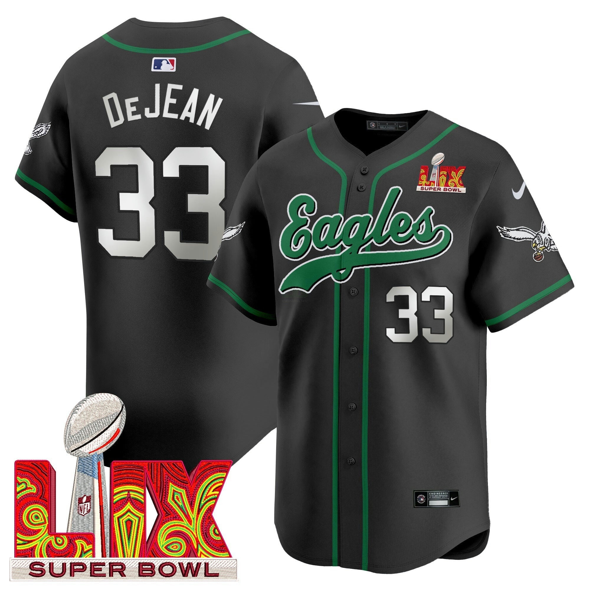 Camisa NFL Men’s Super Bowl LIX Patch Kelly Green Vapor Jersey