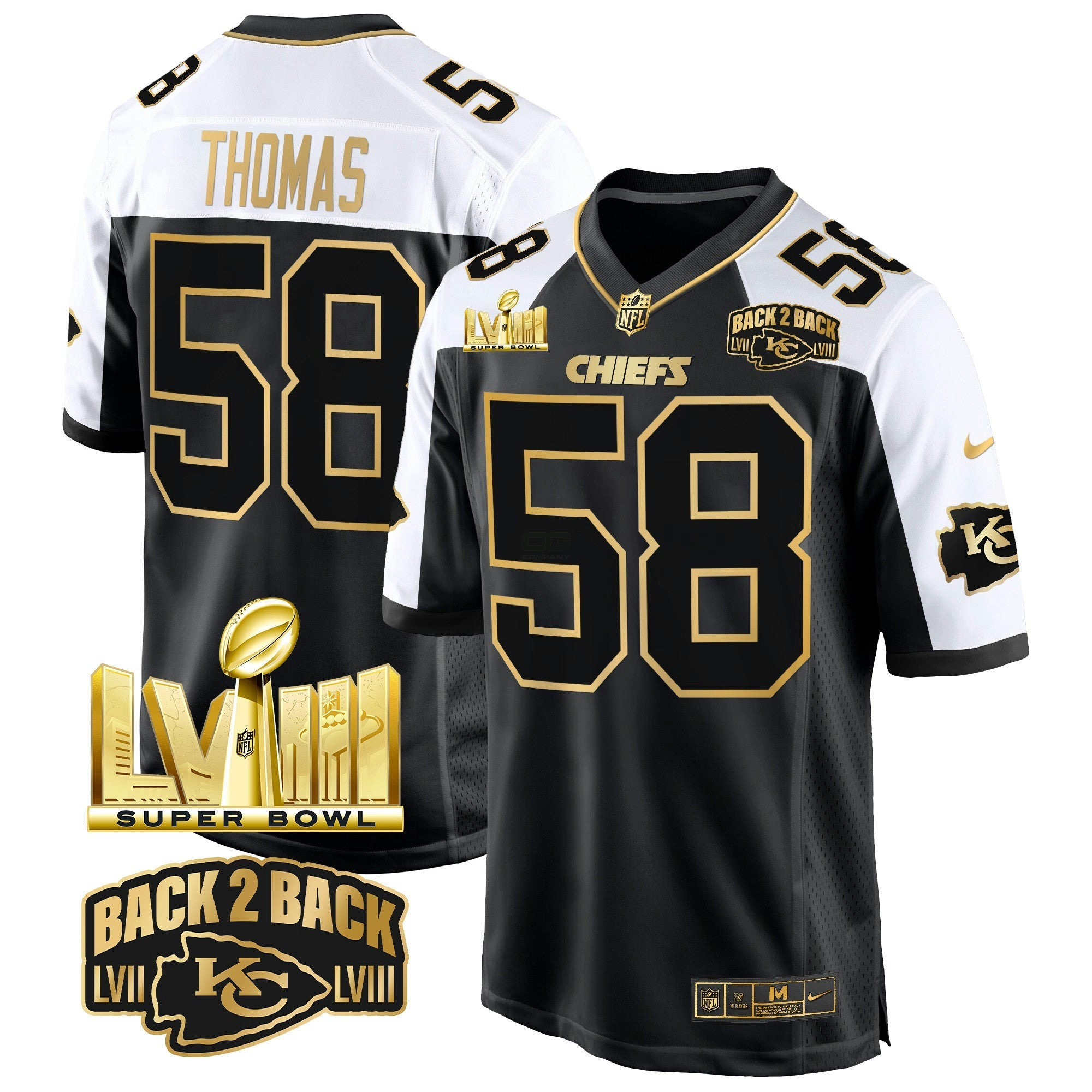 Camisa NFL Men’s Super Bowl LVIII & Back 2 Back Gold Game Jersey