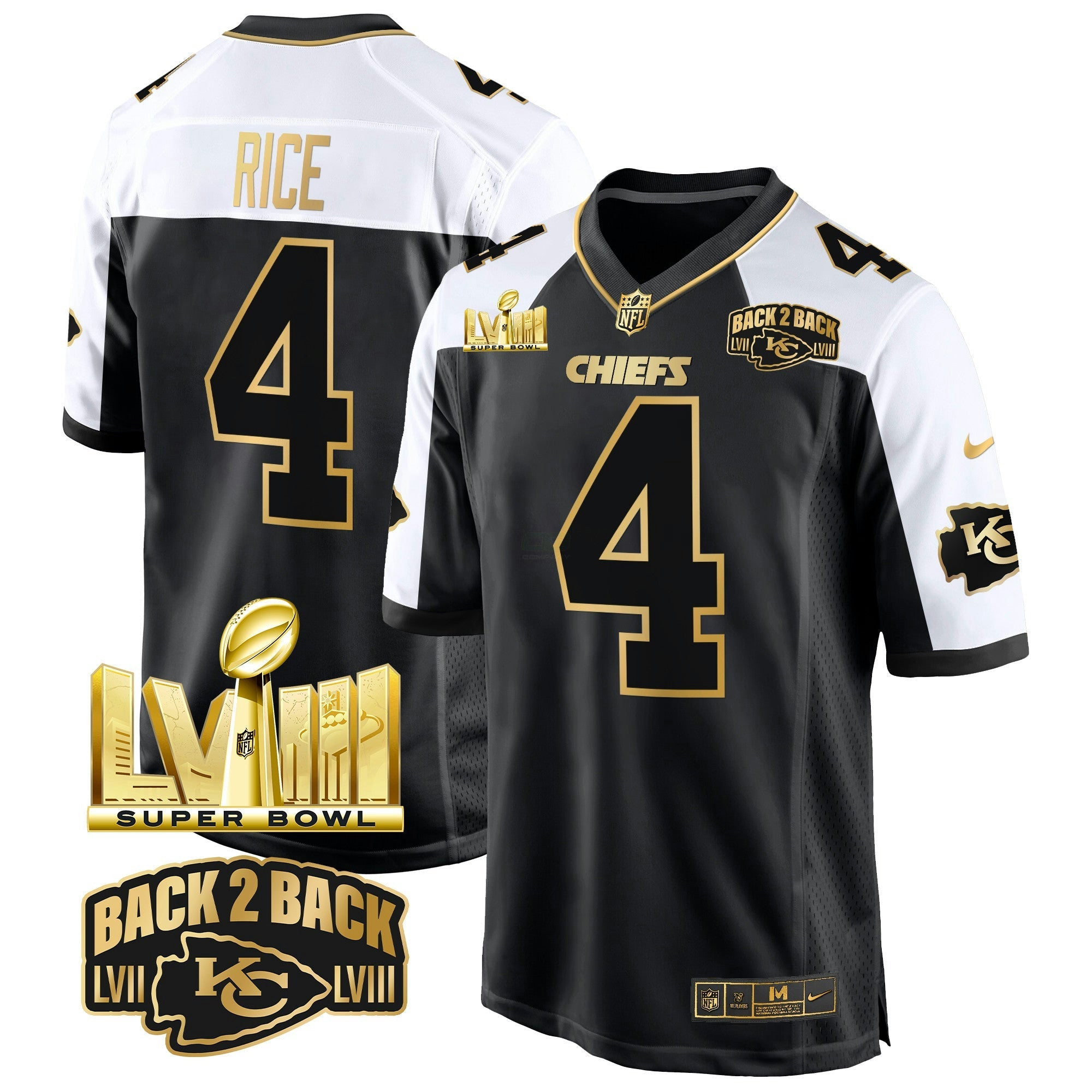 Camisa NFL Men’s Super Bowl LVIII & Back 2 Back Gold Game Jersey