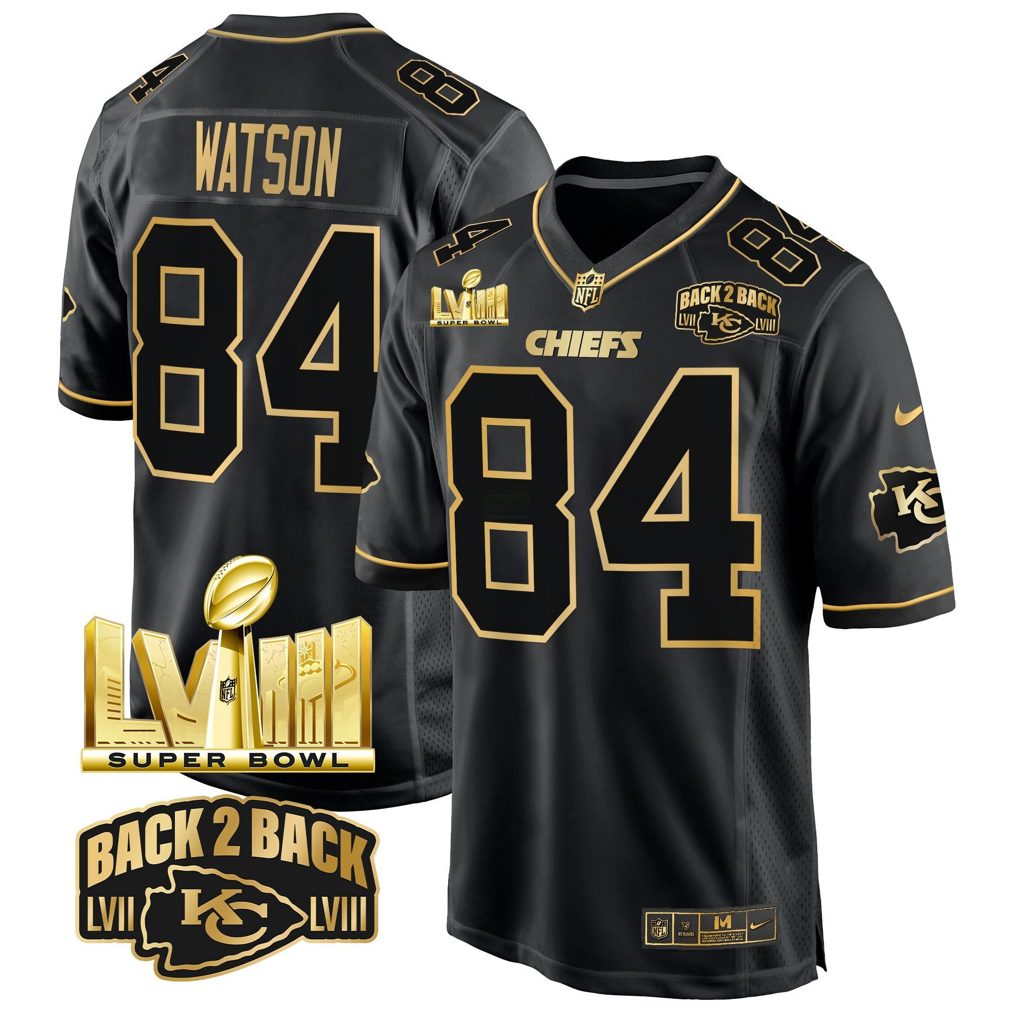 Camisa NFL Men’s Super Bowl LVIII & Back 2 Back Gold Game Jersey