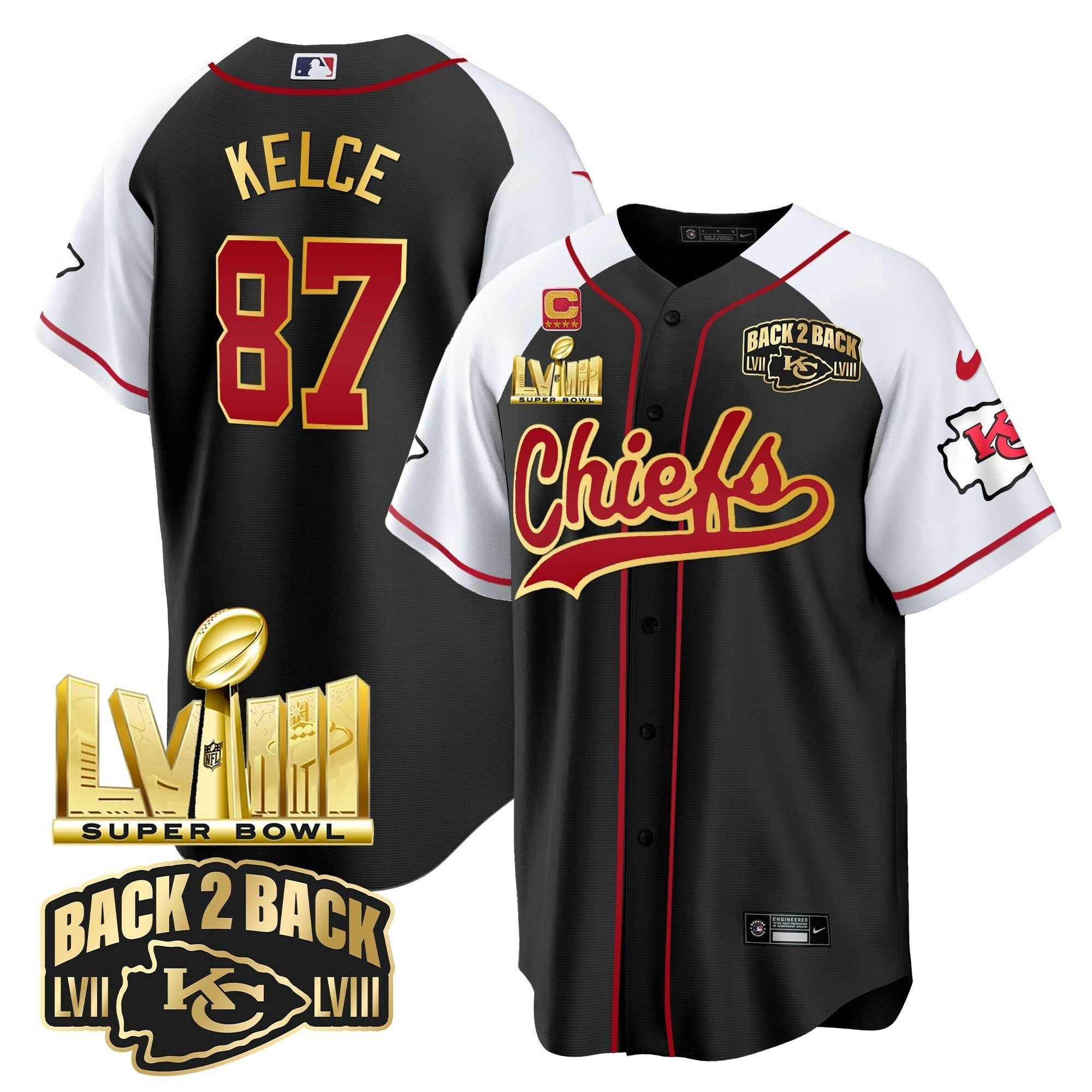 Camisa NFL Men’s Super Bowl LVIII & Back 2 Back Gold Patch Jersey