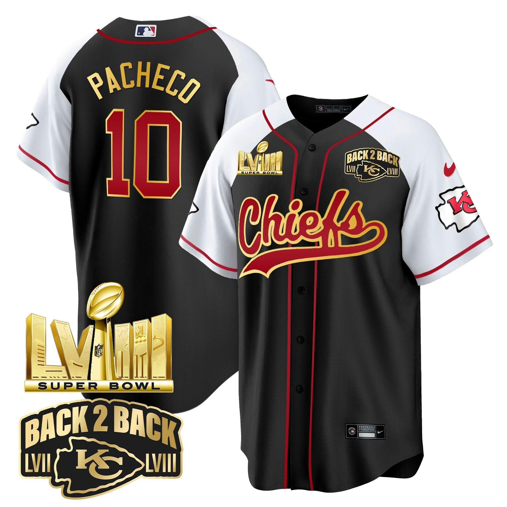 Camisa NFL Men’s Super Bowl LVIII & Back 2 Back Gold Patch Jersey