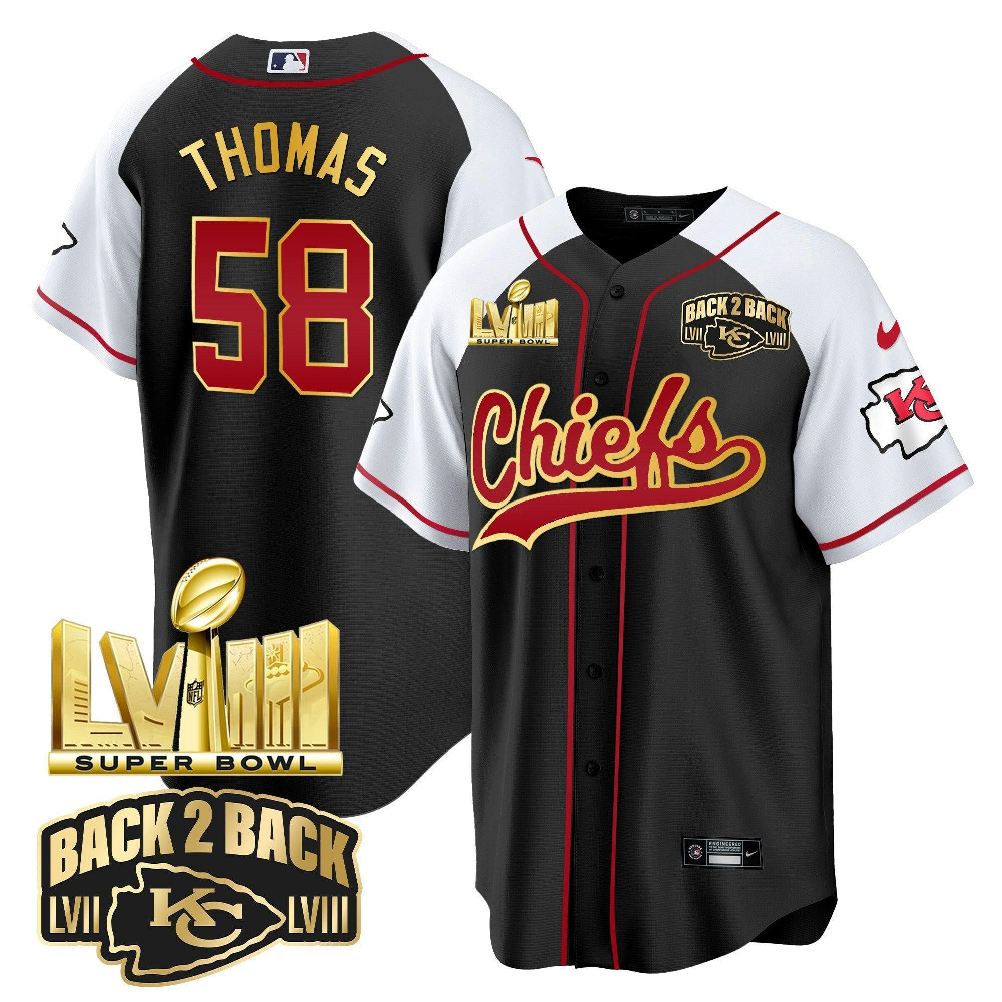 Camisa NFL Men’s Super Bowl LVIII & Back 2 Back Gold Patch Jersey