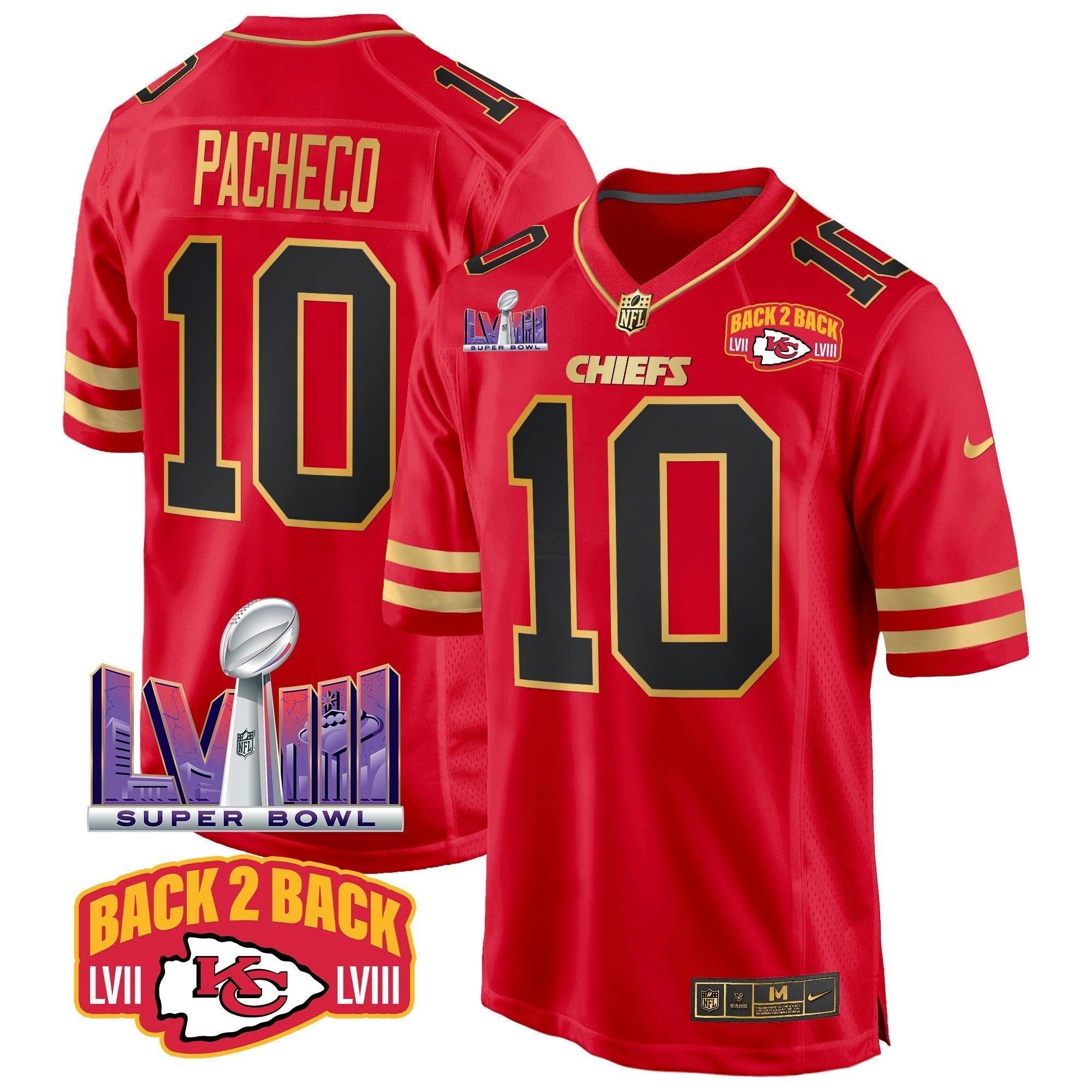 Camisa NFL Men’s Super Bowl LVIII & Back 2 Back Patch Game Jersey