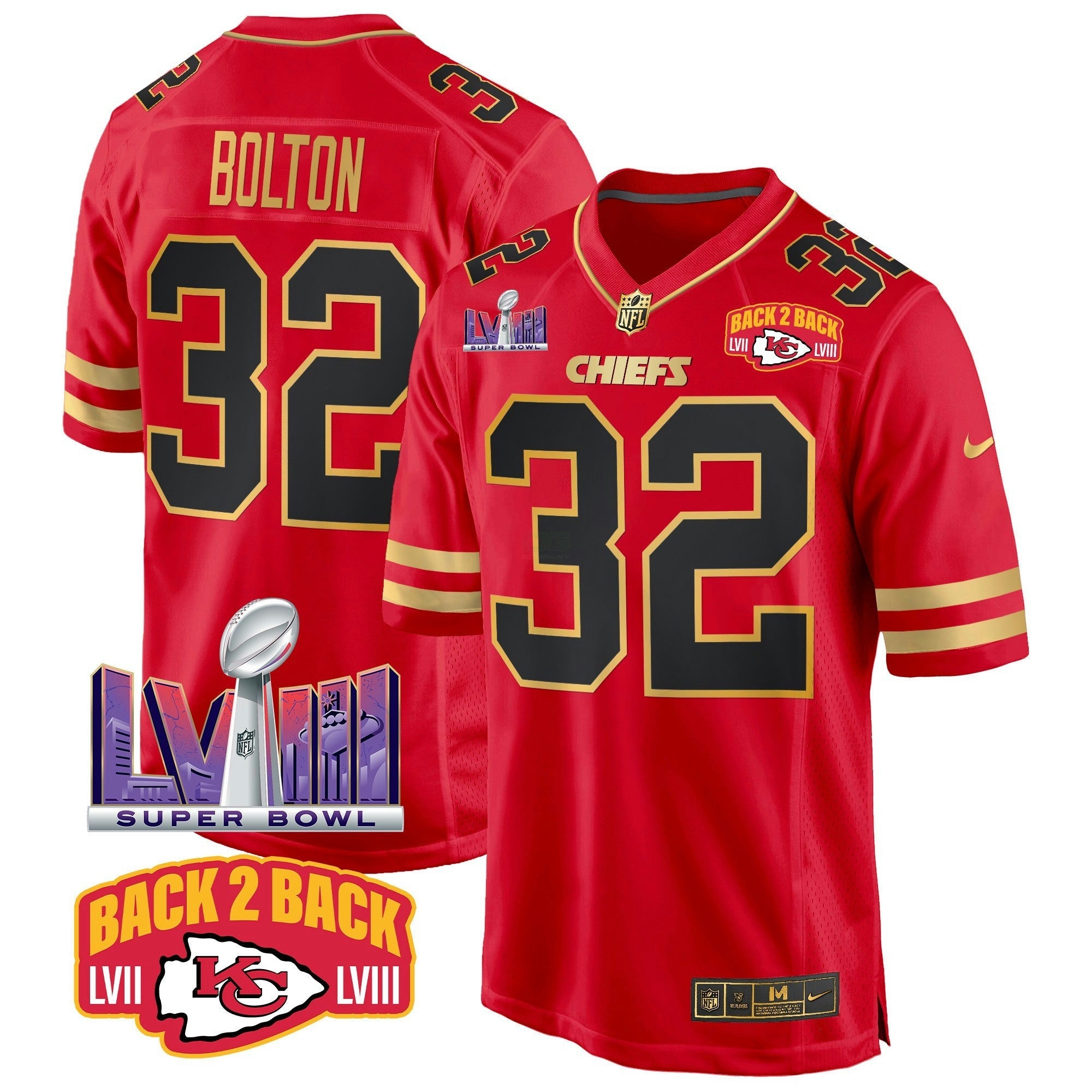Camisa NFL Men’s Super Bowl LVIII & Back 2 Back Patch Game Jersey