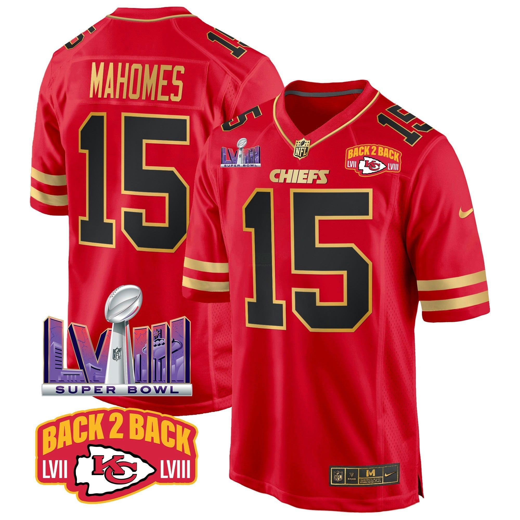 Camisa NFL Men’s Super Bowl LVIII & Back 2 Back Patch Game Jersey