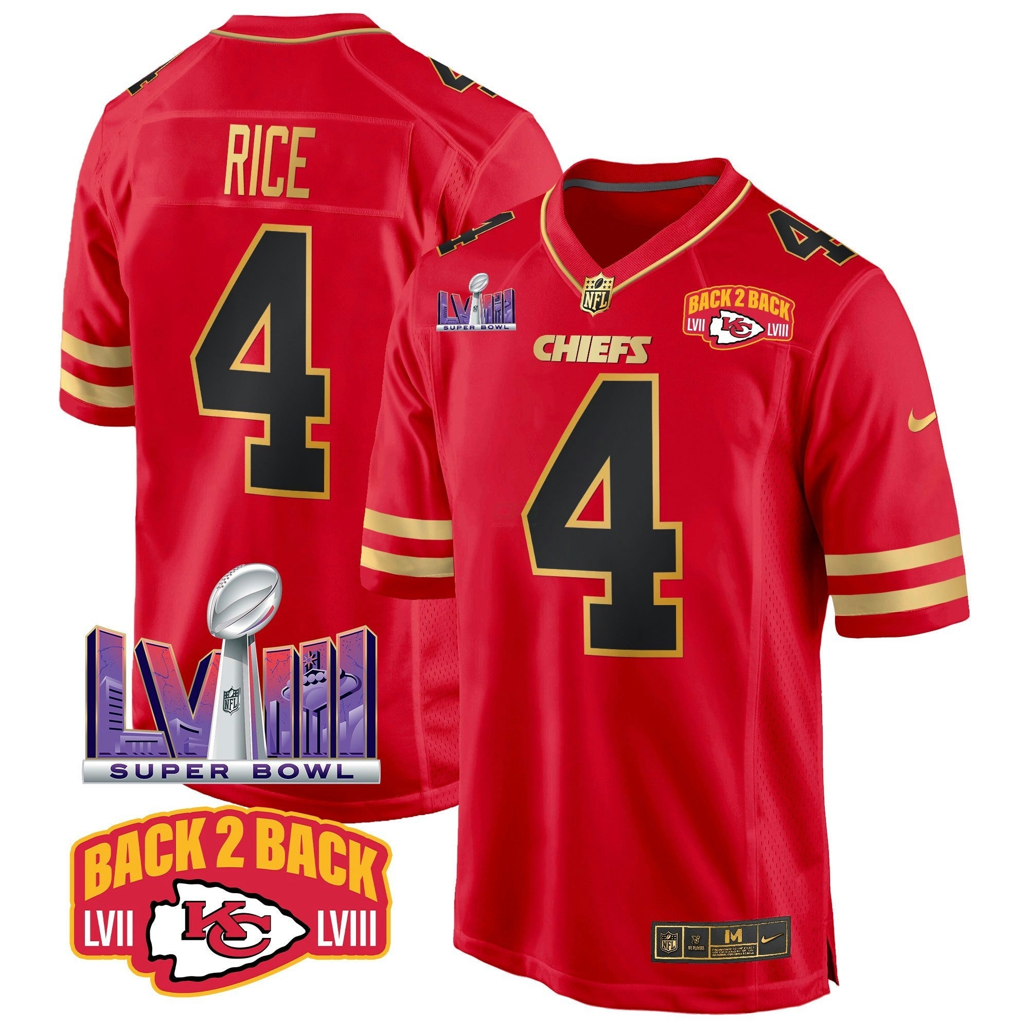 Camisa NFL Men’s Super Bowl LVIII & Back 2 Back Patch Game Jersey