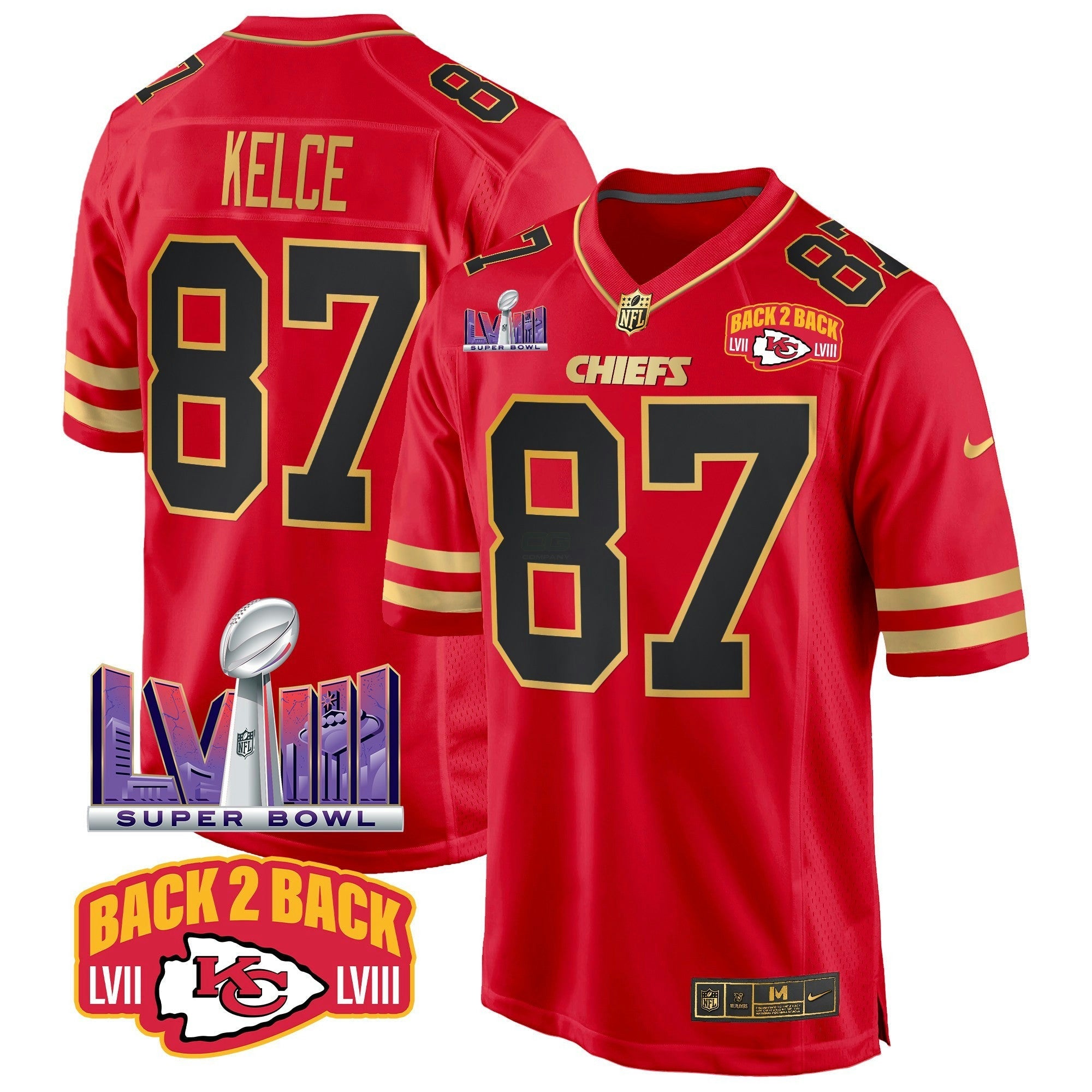 Camisa NFL Men’s Super Bowl LVIII & Back 2 Back Patch Game Jersey