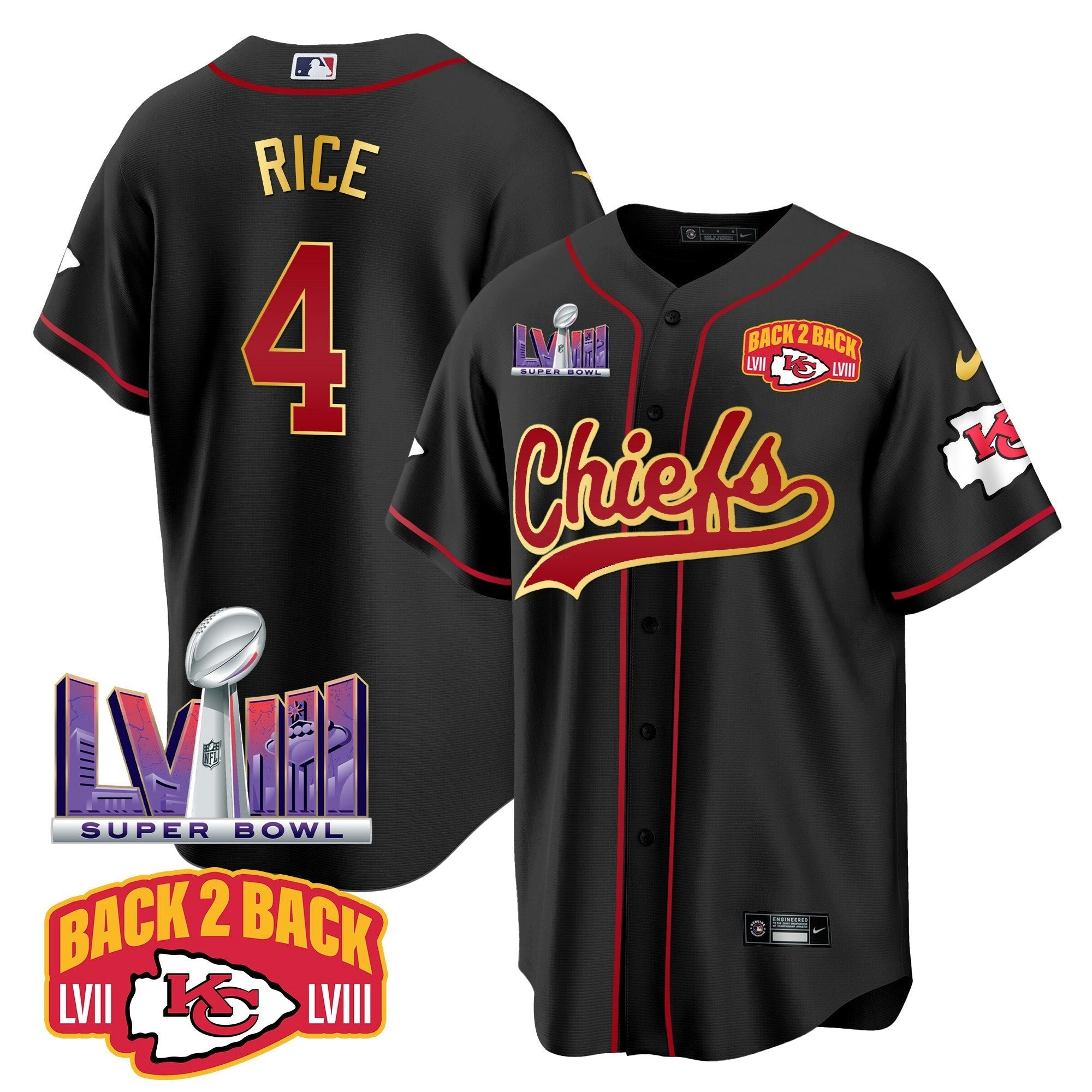 Camisa NFL Men’s Super Bowl LVIII & Back 2 Back Patch Jersey