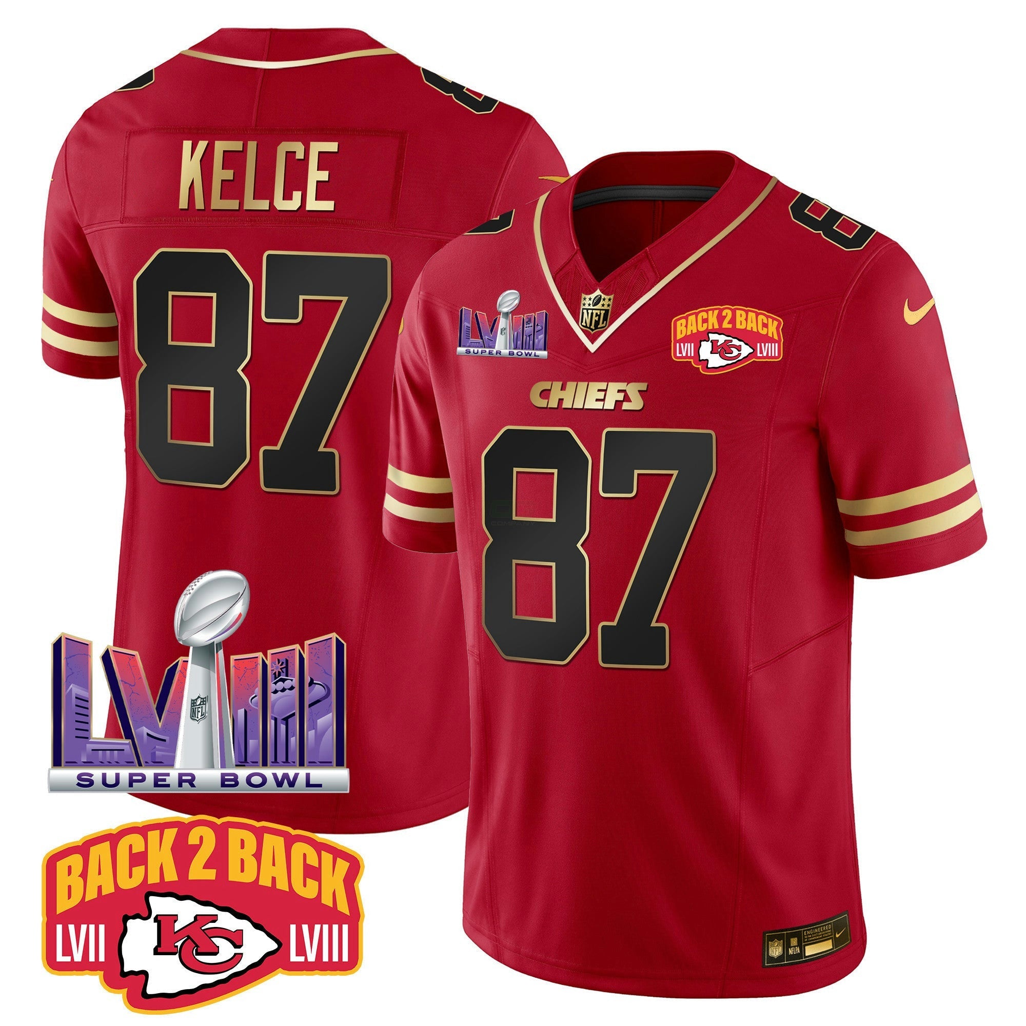 Camisa NFL Men’s Super Bowl LVIII & Back 2 Back Patch Vapor Jersey