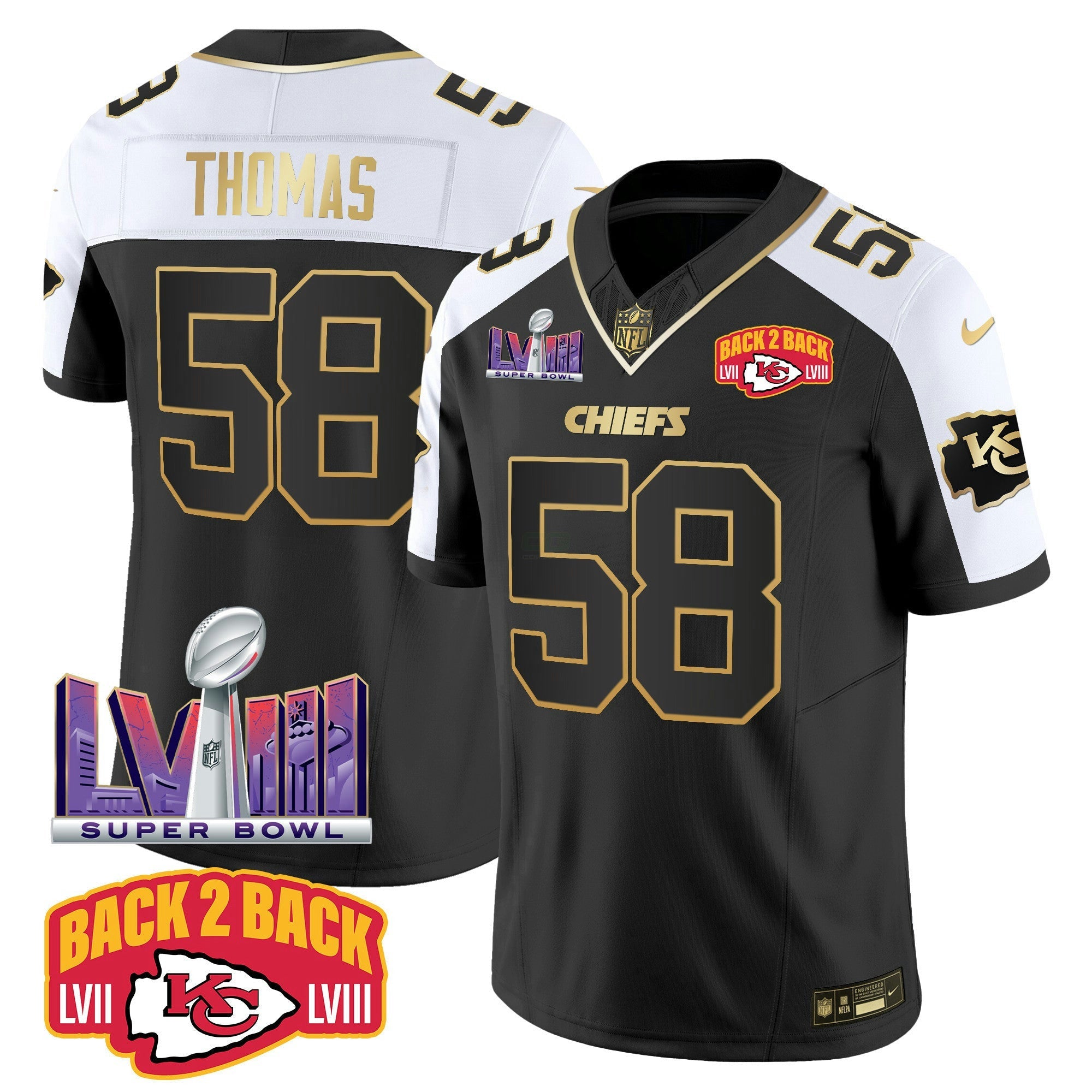 Camisa NFL Men’s Super Bowl LVIII & Back 2 Back Patch Vapor Jersey V2