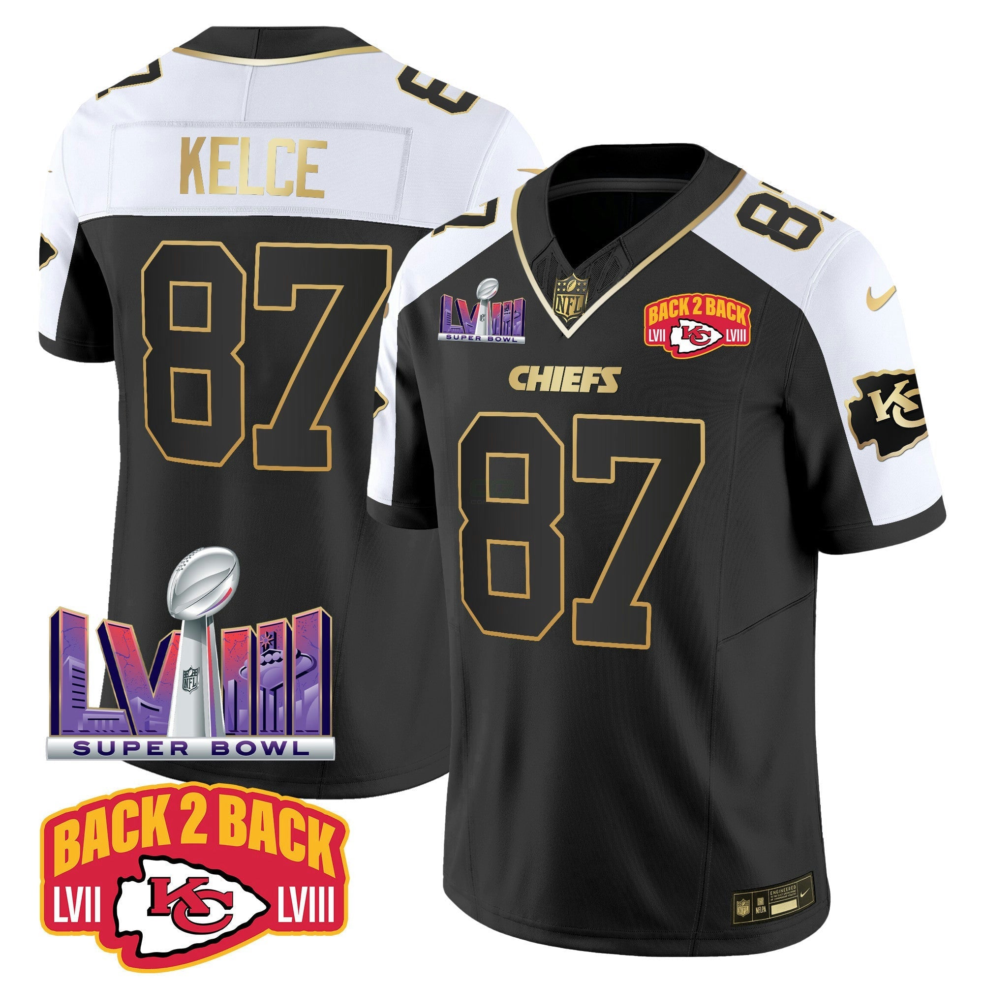 Camisa NFL Men’s Super Bowl LVIII & Back 2 Back Patch Vapor Jersey V2