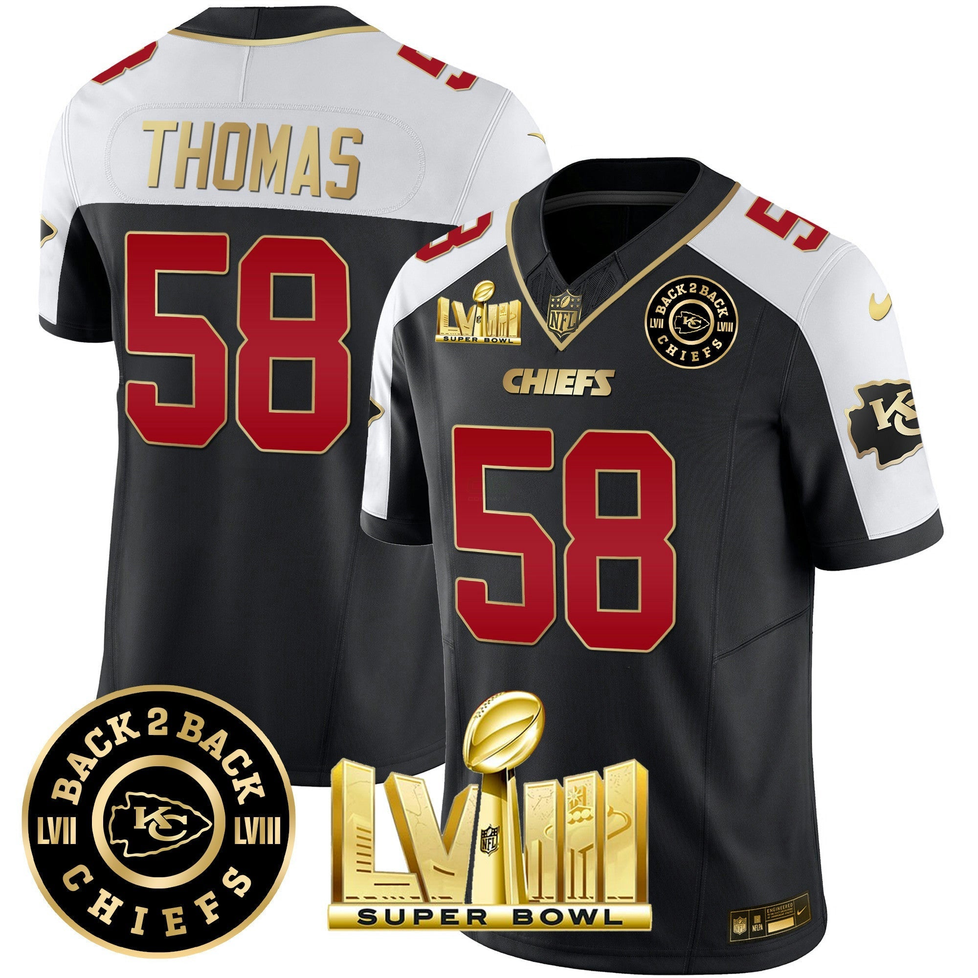 Camisa NFL Men’s Super Bowl LVIII & Back 2 Back Patch Vapor Jersey V3