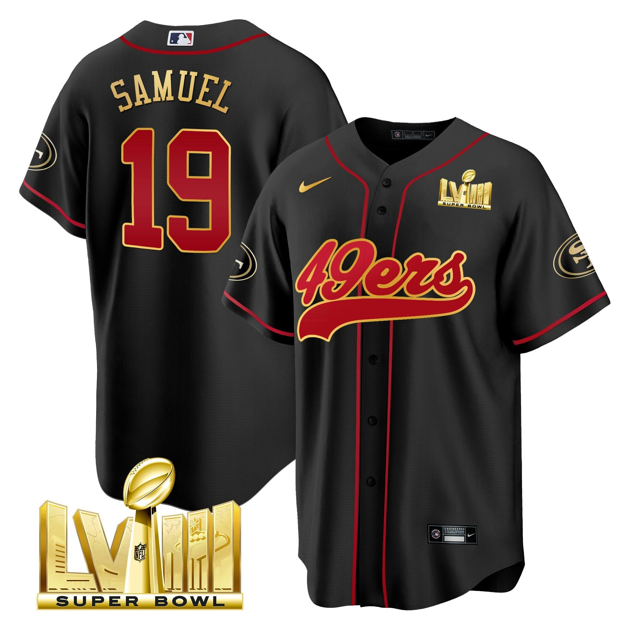 Camisa NFL Men’s Super Bowl LVIII Dourada Patch Jersey