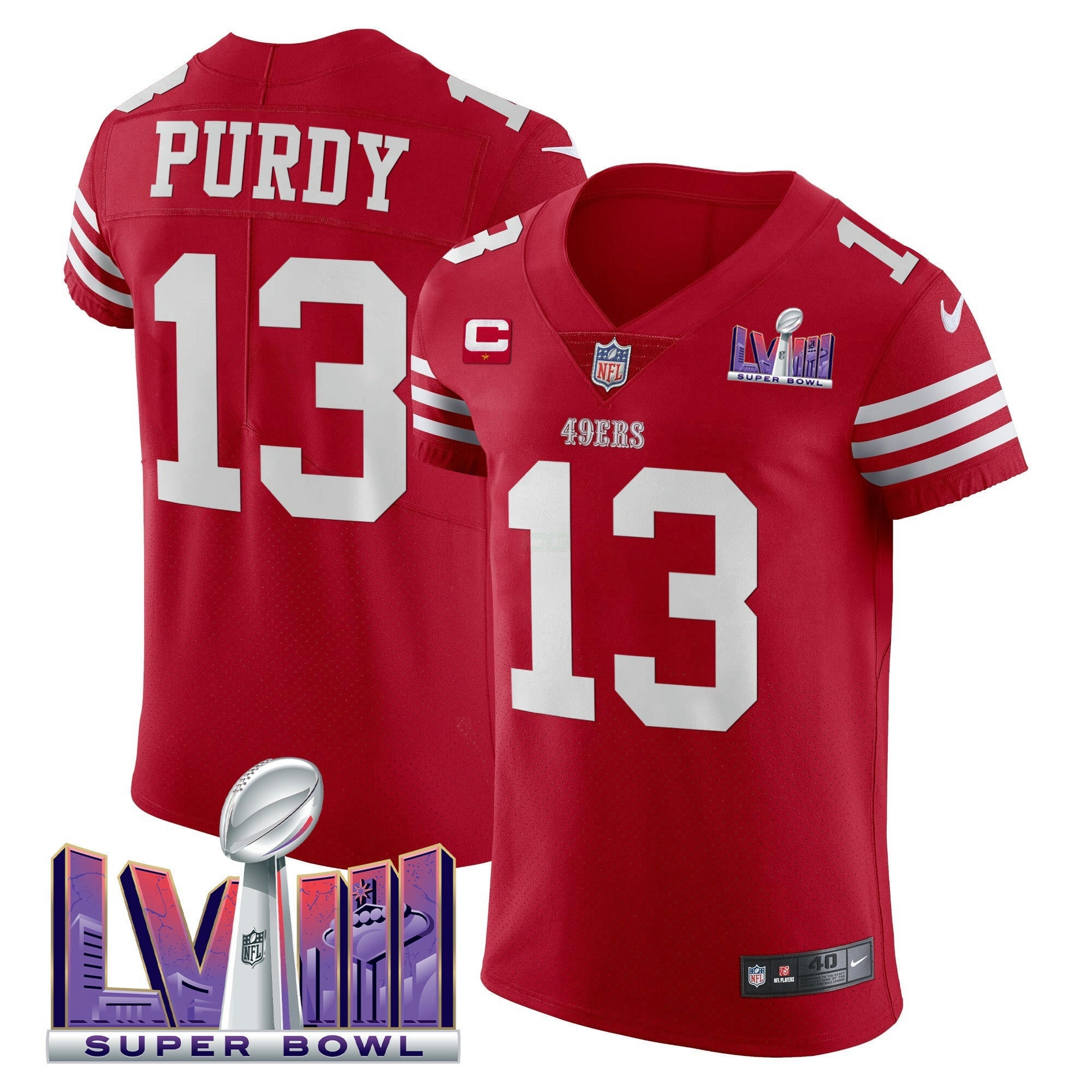 Camisa NFL Men’s Super Bowl LVIII Dourada Patch Vapor Elite Jersey