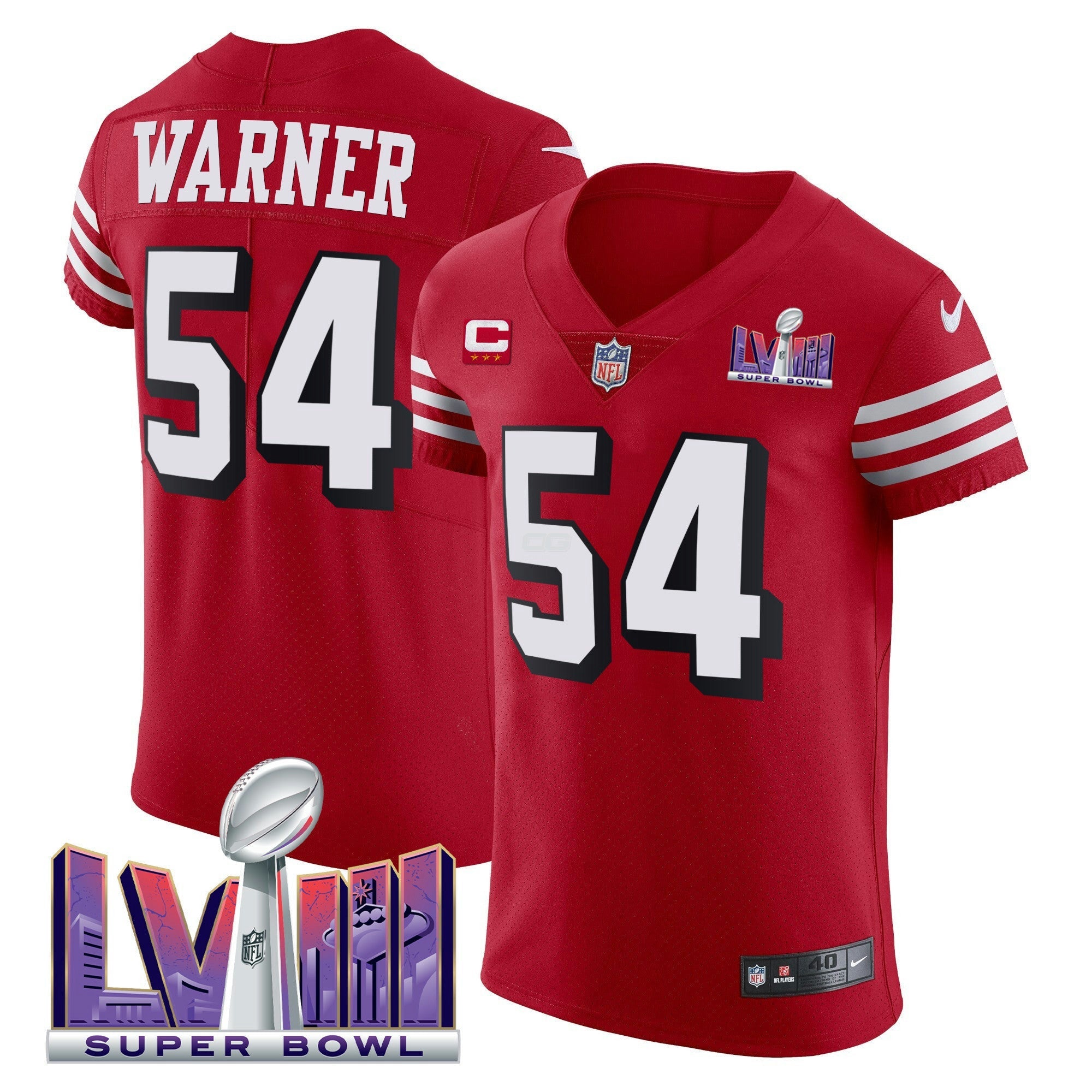 Camisa NFL Men’s Super Bowl LVIII Dourada Patch Vapor Elite Jersey