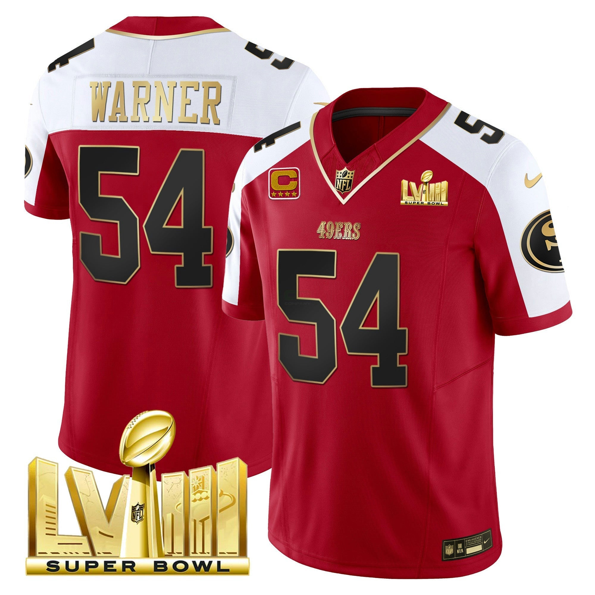 Camisa NFL Men’s Super Bowl LVIII Dourada Patch Vapor Jersey