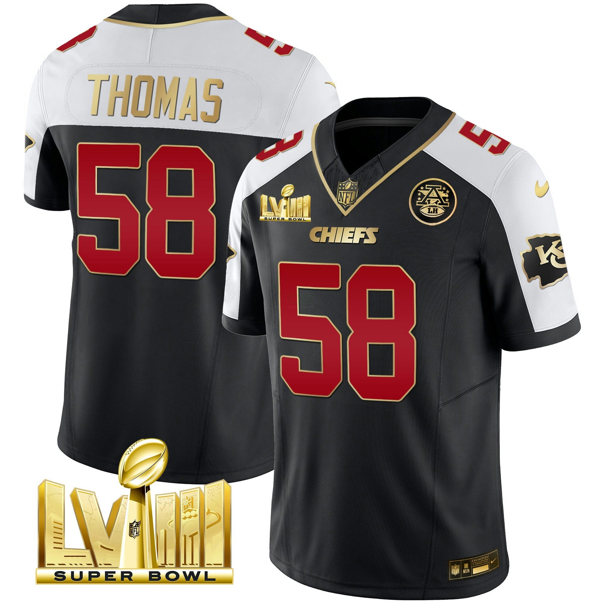 Camisa NFL Men’s Super Bowl LVIII Dourada Patch Vapor Jersey