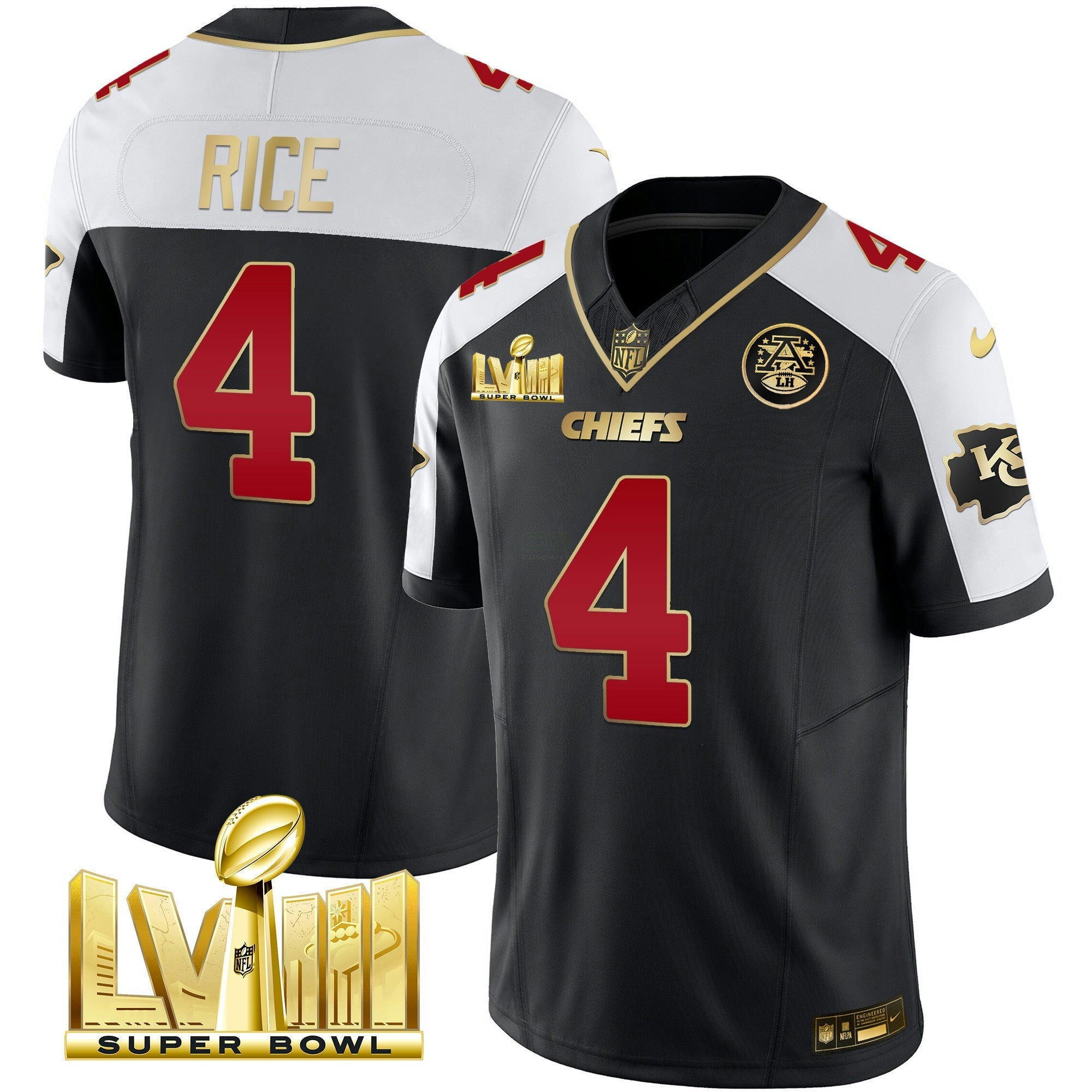 Camisa NFL Men’s Super Bowl LVIII Dourada Patch Vapor Jersey