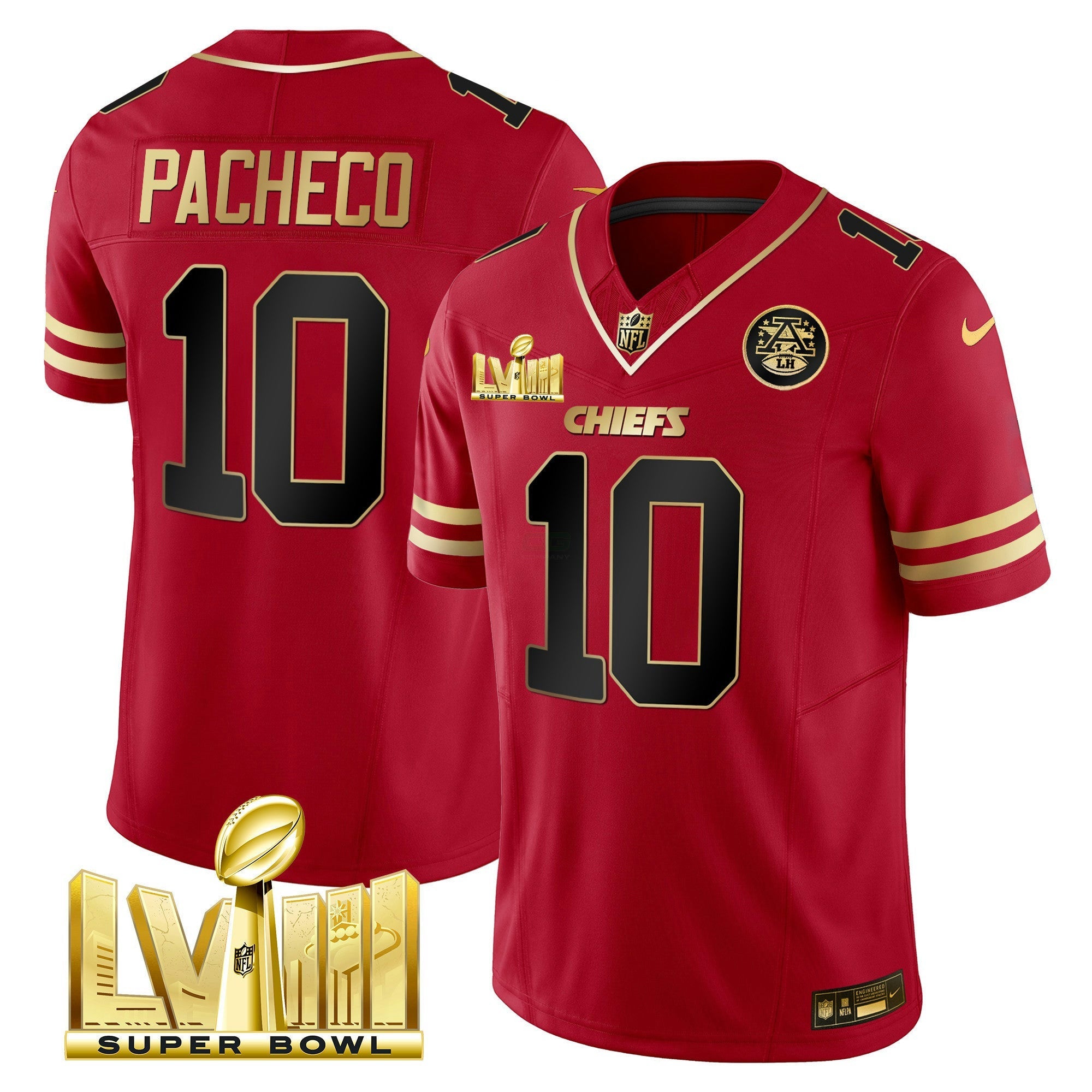Camisa NFL Men’s Super Bowl LVIII Dourada Patch Vapor Jersey