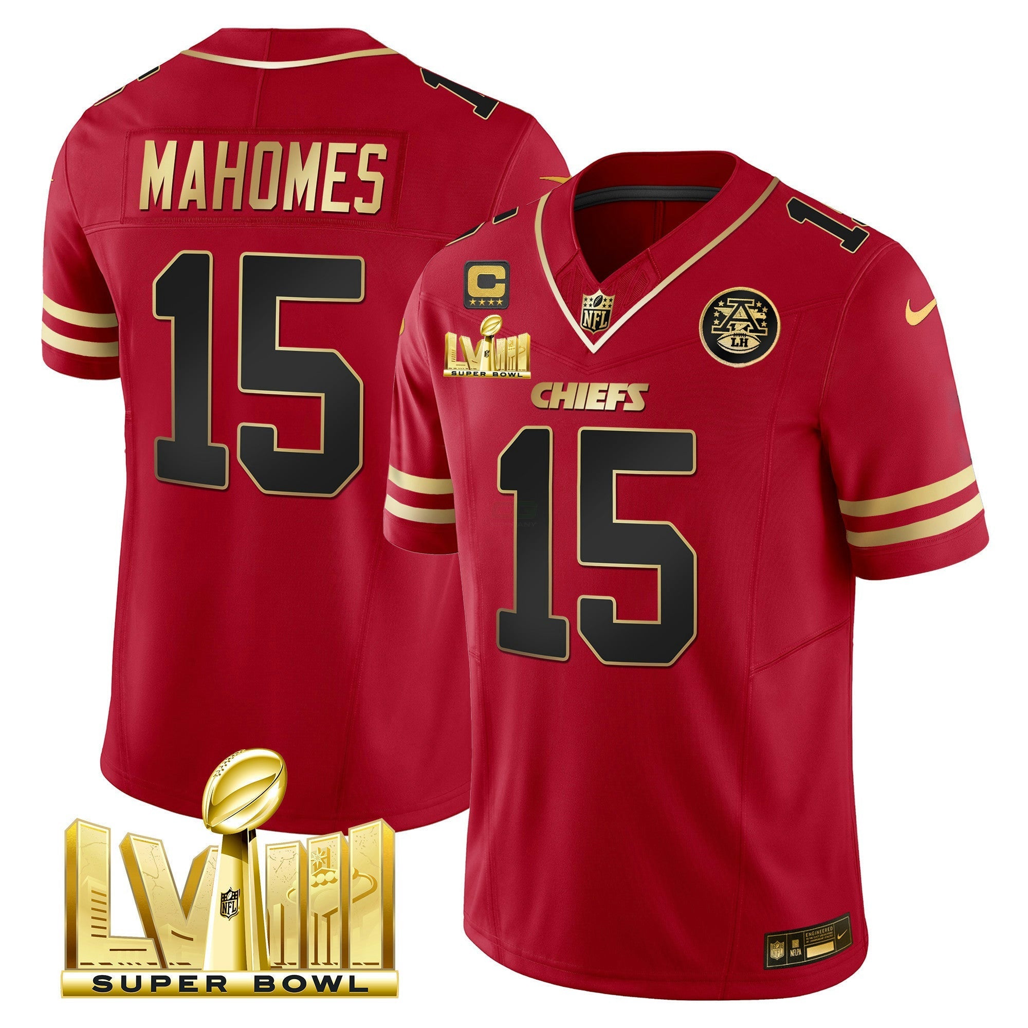 Camisa NFL Men’s Super Bowl LVIII Dourada Patch Vapor Jersey