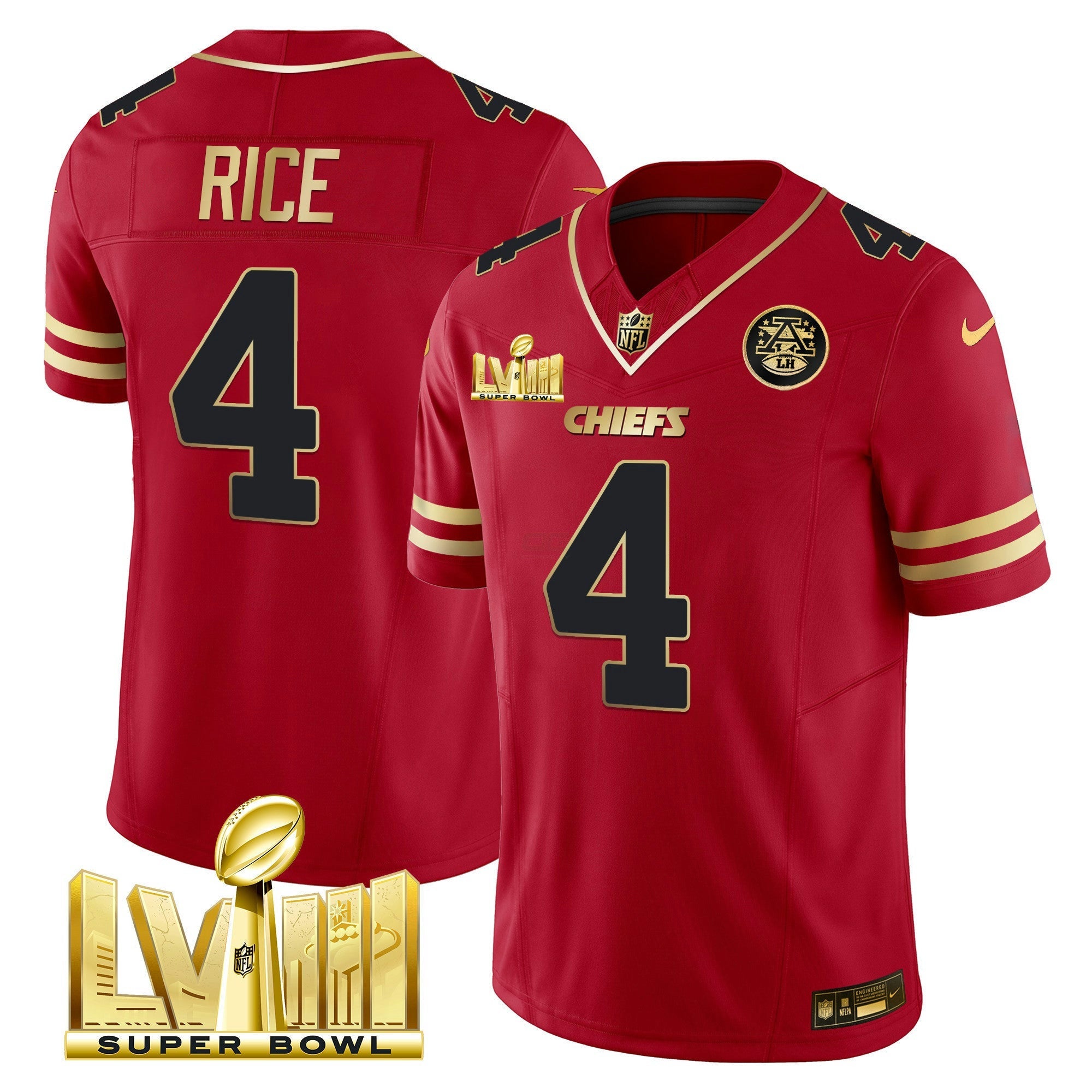 Camisa NFL Men’s Super Bowl LVIII Dourada Patch Vapor Jersey
