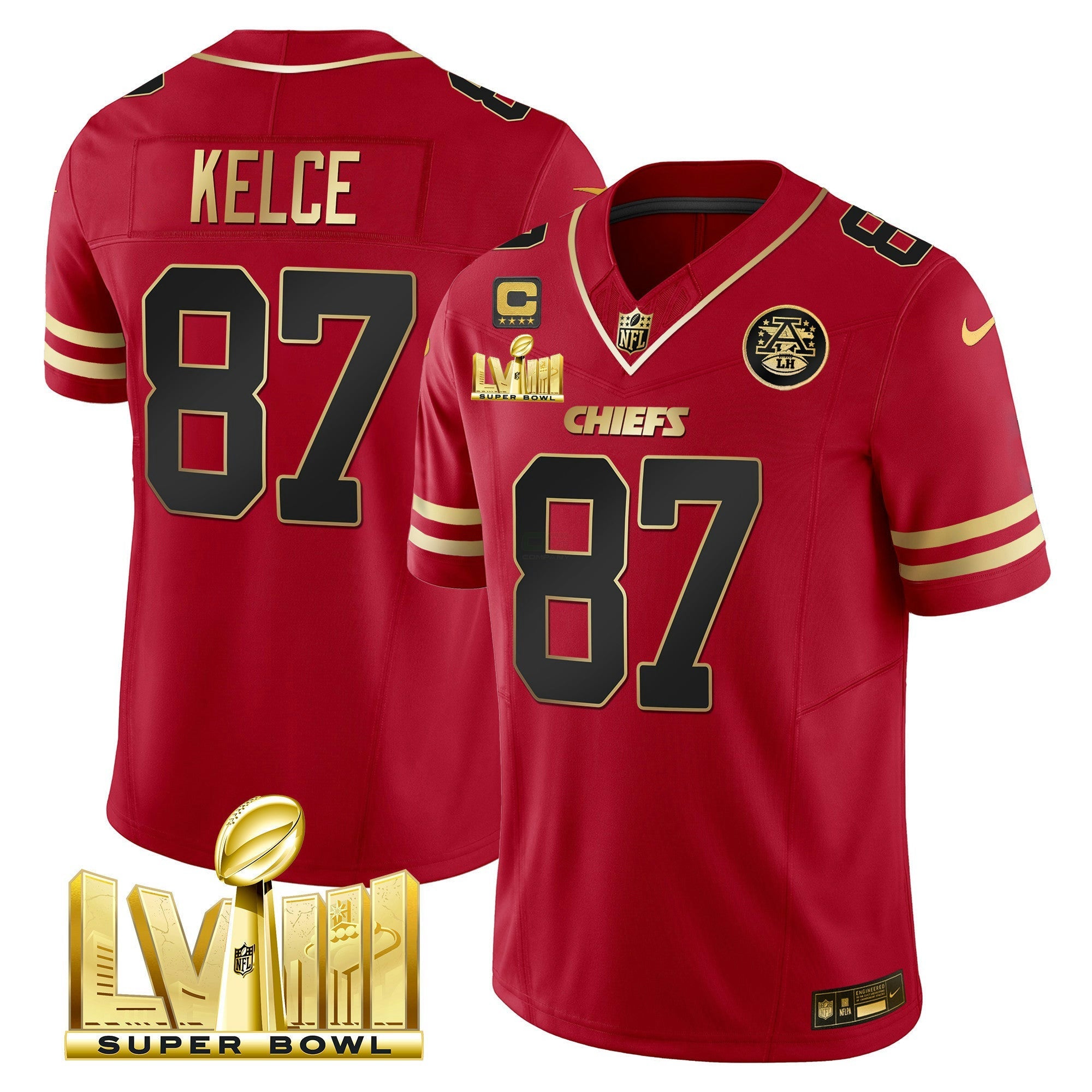 Camisa NFL Men’s Super Bowl LVIII Dourada Patch Vapor Jersey