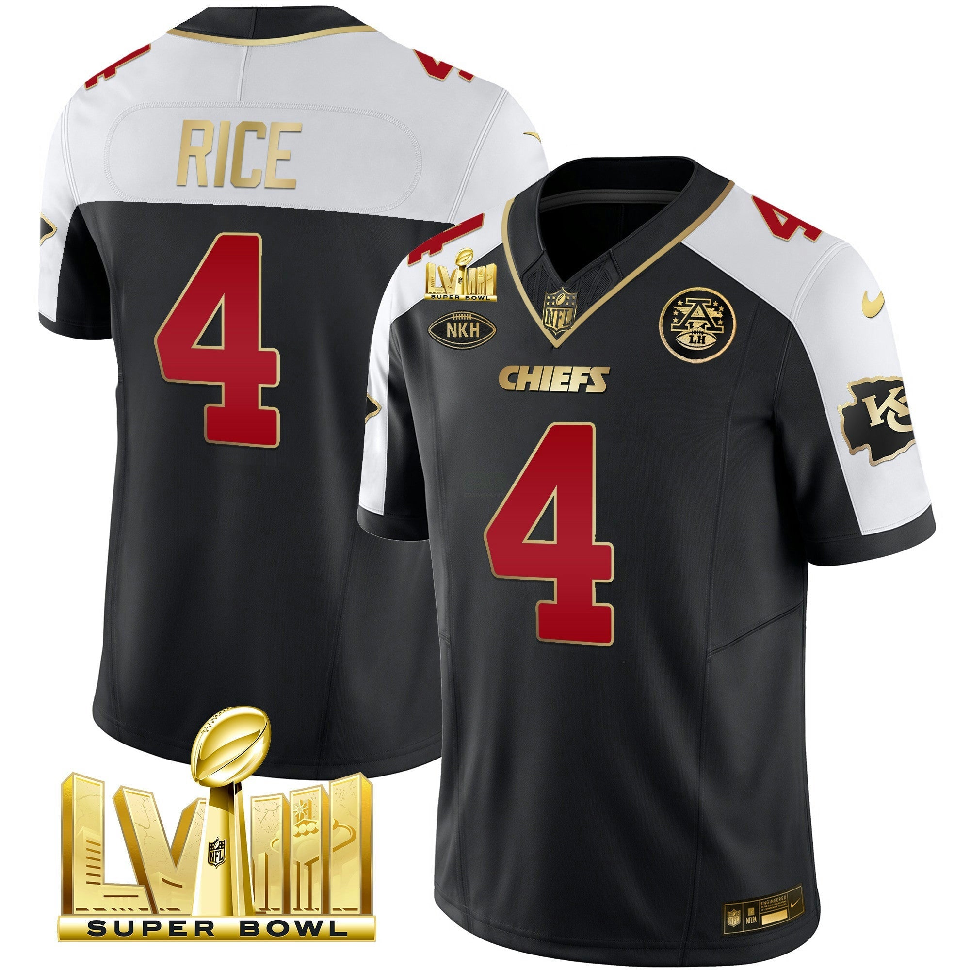 Camisa NFL Men’s Super Bowl LVIII Dourada Patch Vapor Jersey V2