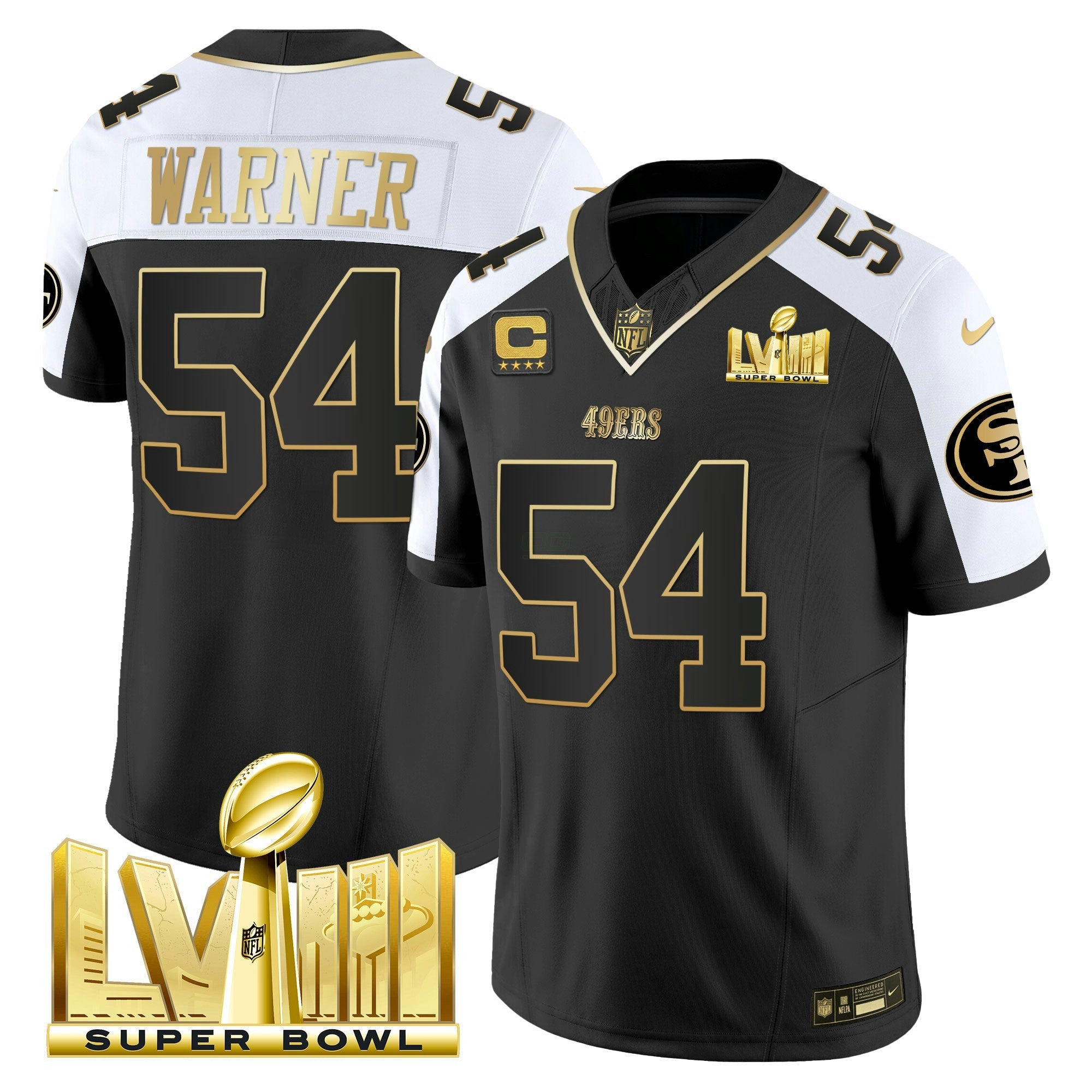 Camisa NFL Men’s Super Bowl LVIII Dourada Patch Vapor Jersey V2