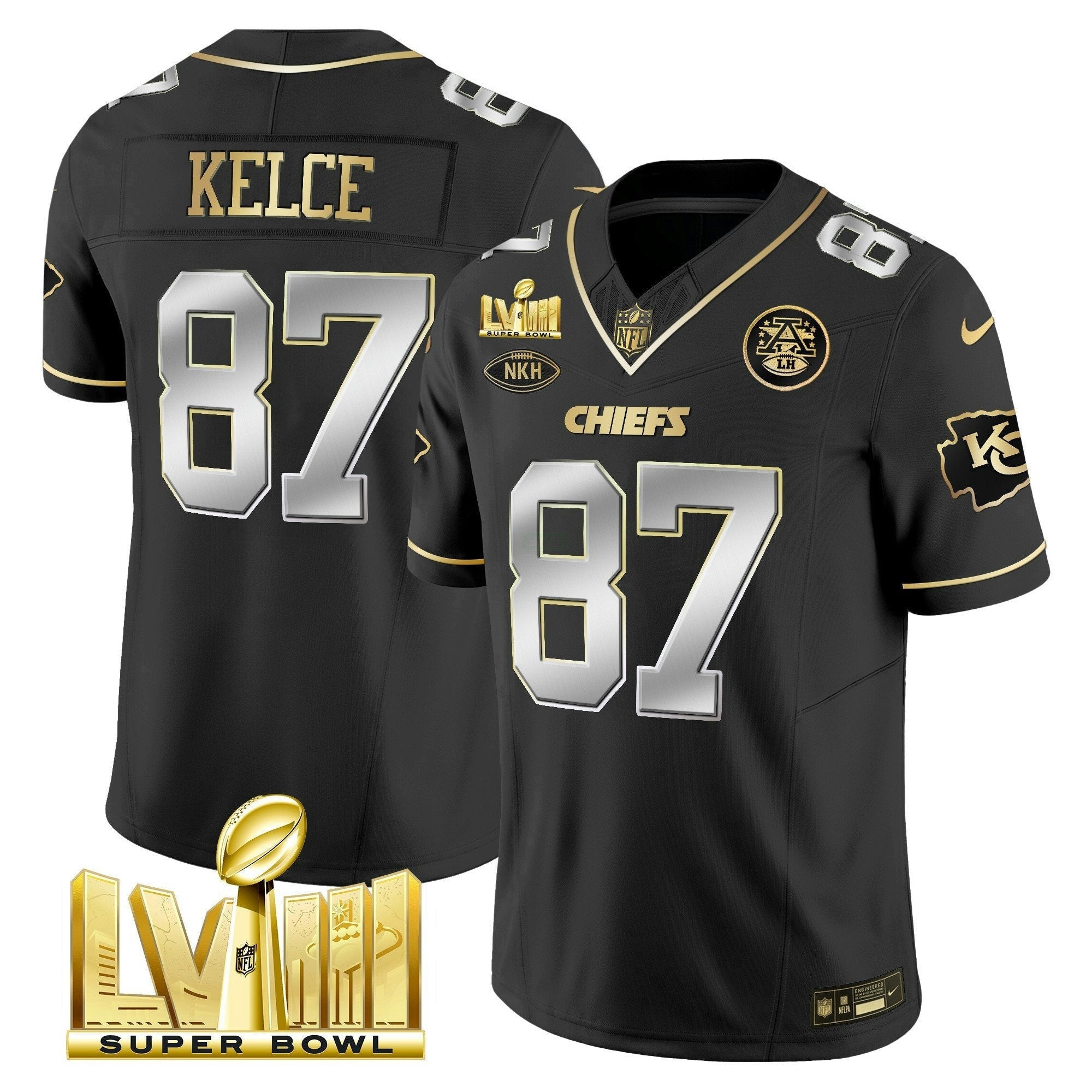 Camisa NFL Men’s Super Bowl LVIII Dourada Patch Vapor Jersey V2