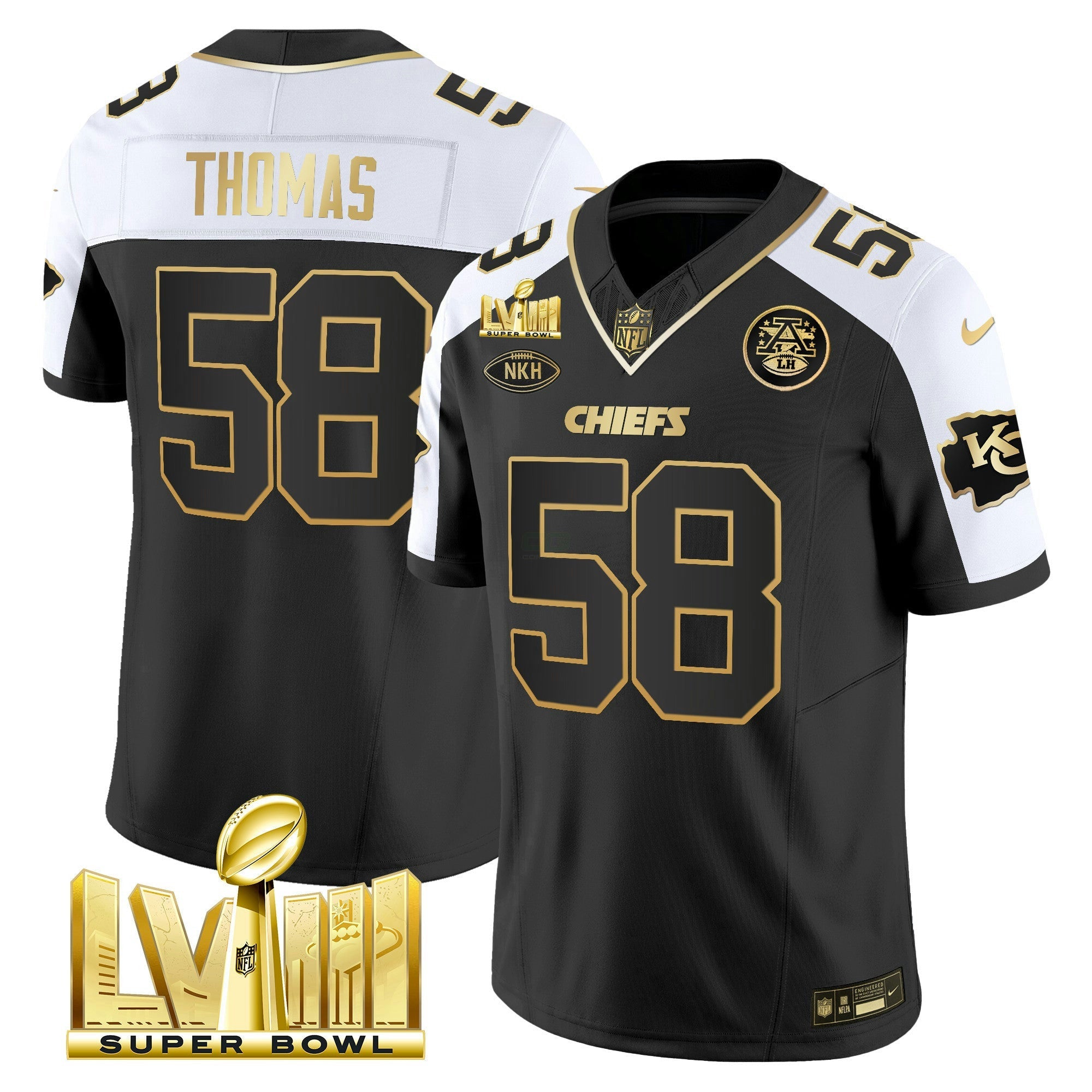 Camisa NFL Men’s Super Bowl LVIII Dourada Patch Vapor Jersey V3