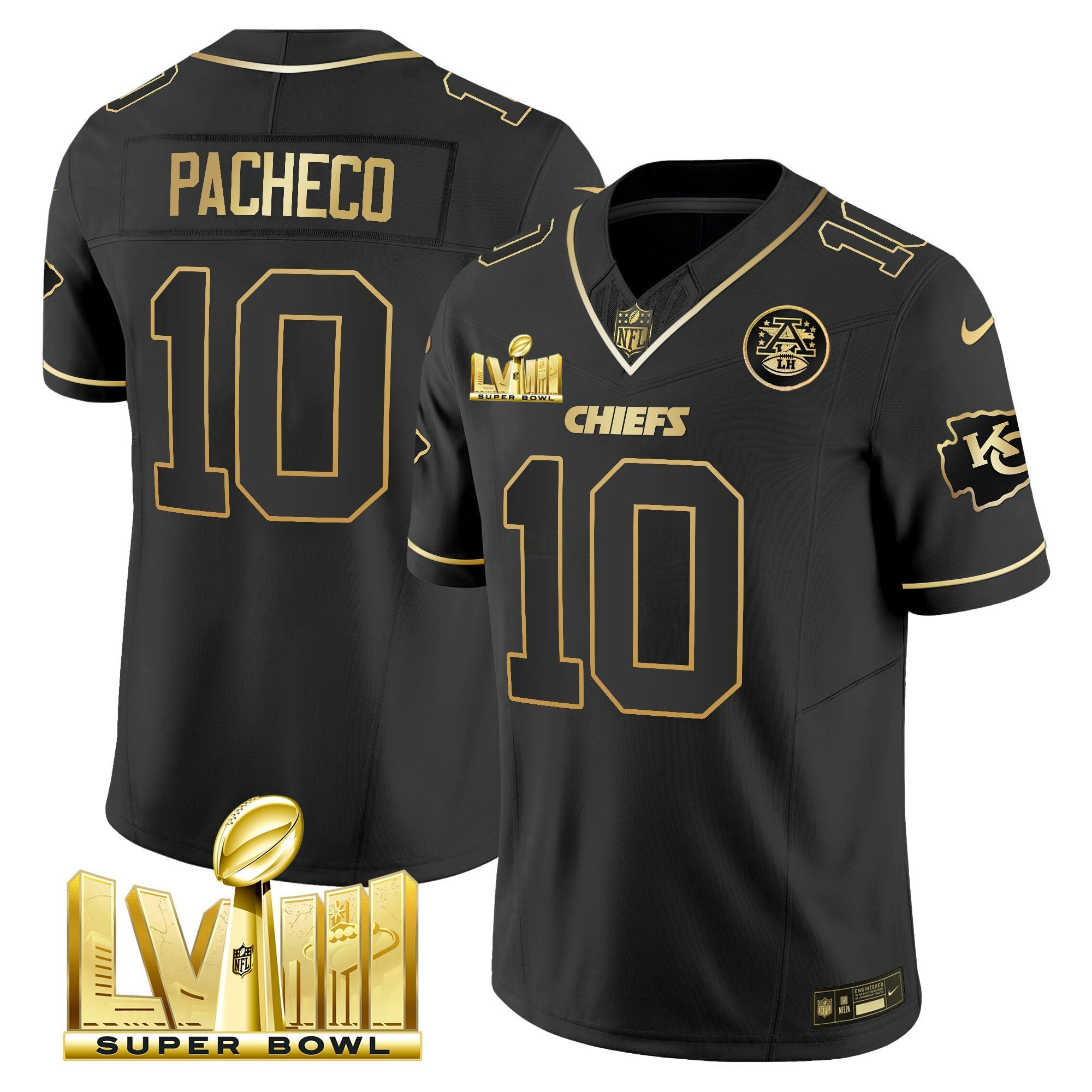 Camisa NFL Men’s Super Bowl LVIII Dourada Patch Vapor Jersey V4