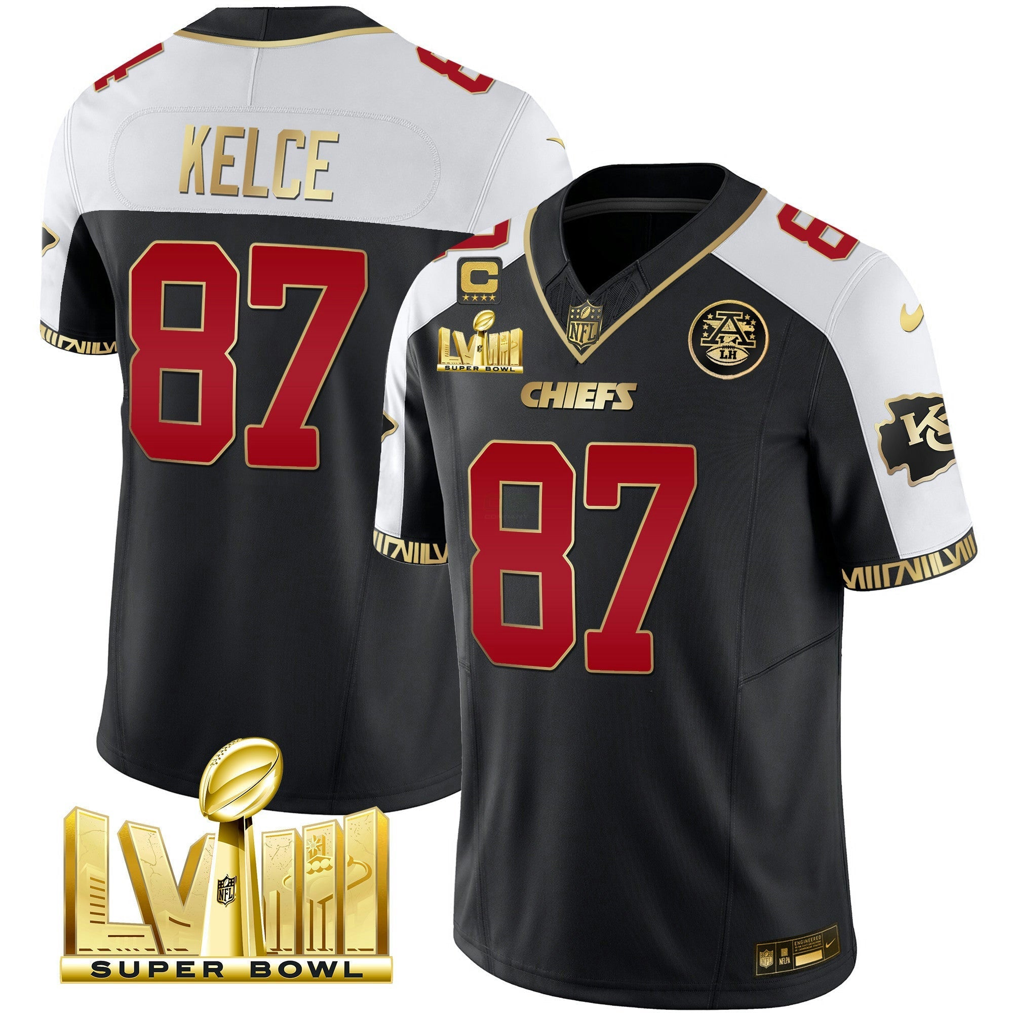 Camisa NFL Men’s Super Bowl LVIII Pattern Gold Vapor Jersey V2