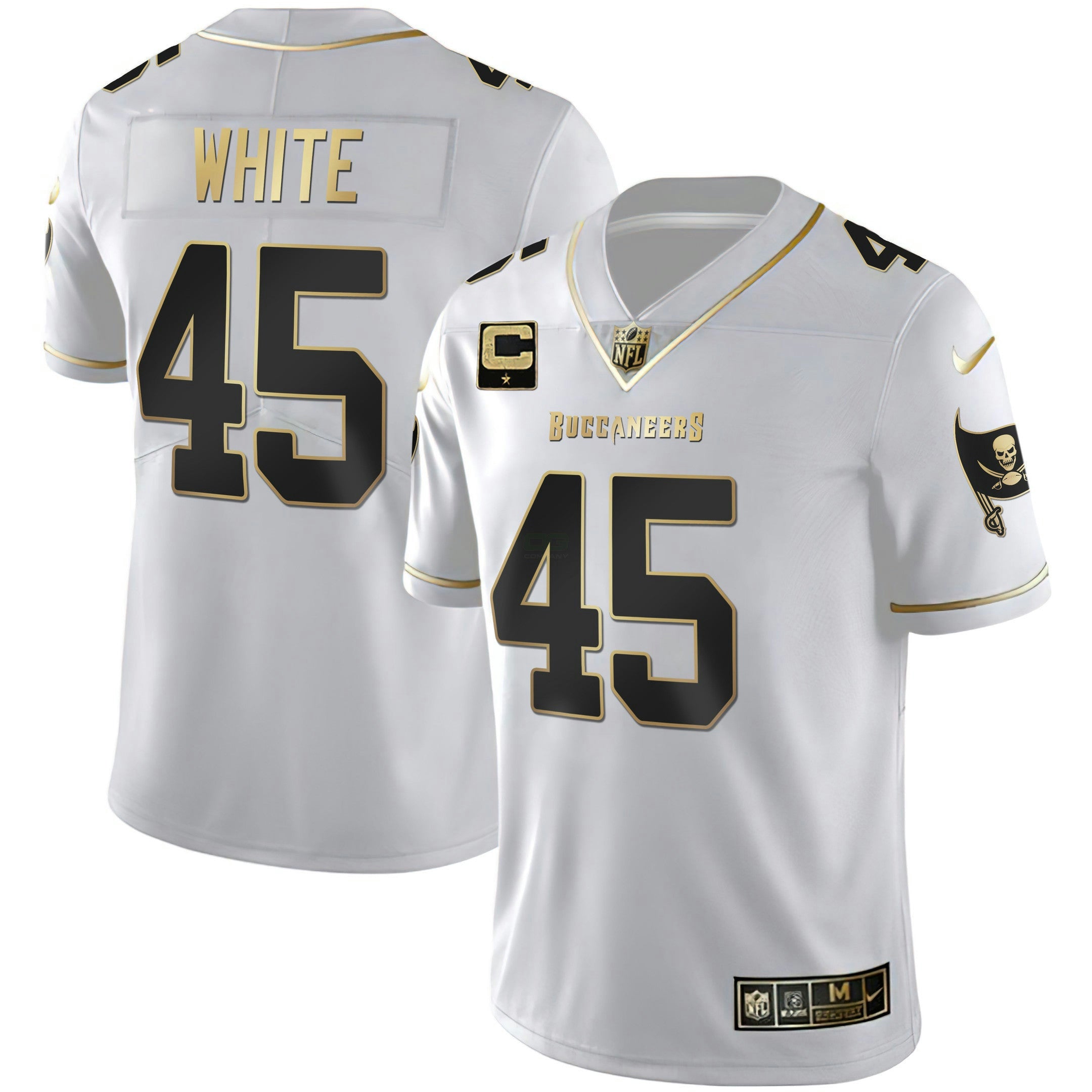 Camisa NFL Men’s Tampa Bay Branca Dourada & Preta Dourada Jersey