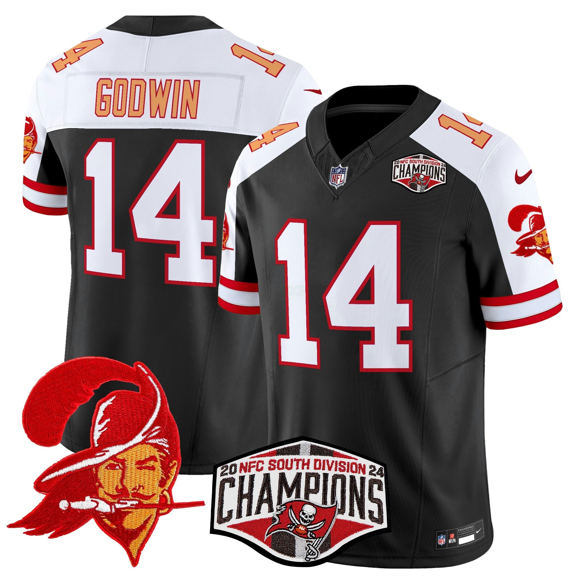 Camisa NFL Men’s Tampa Bay Creamsicle 2024 NFC South Division Champions Patch Vapor Limited Jersey