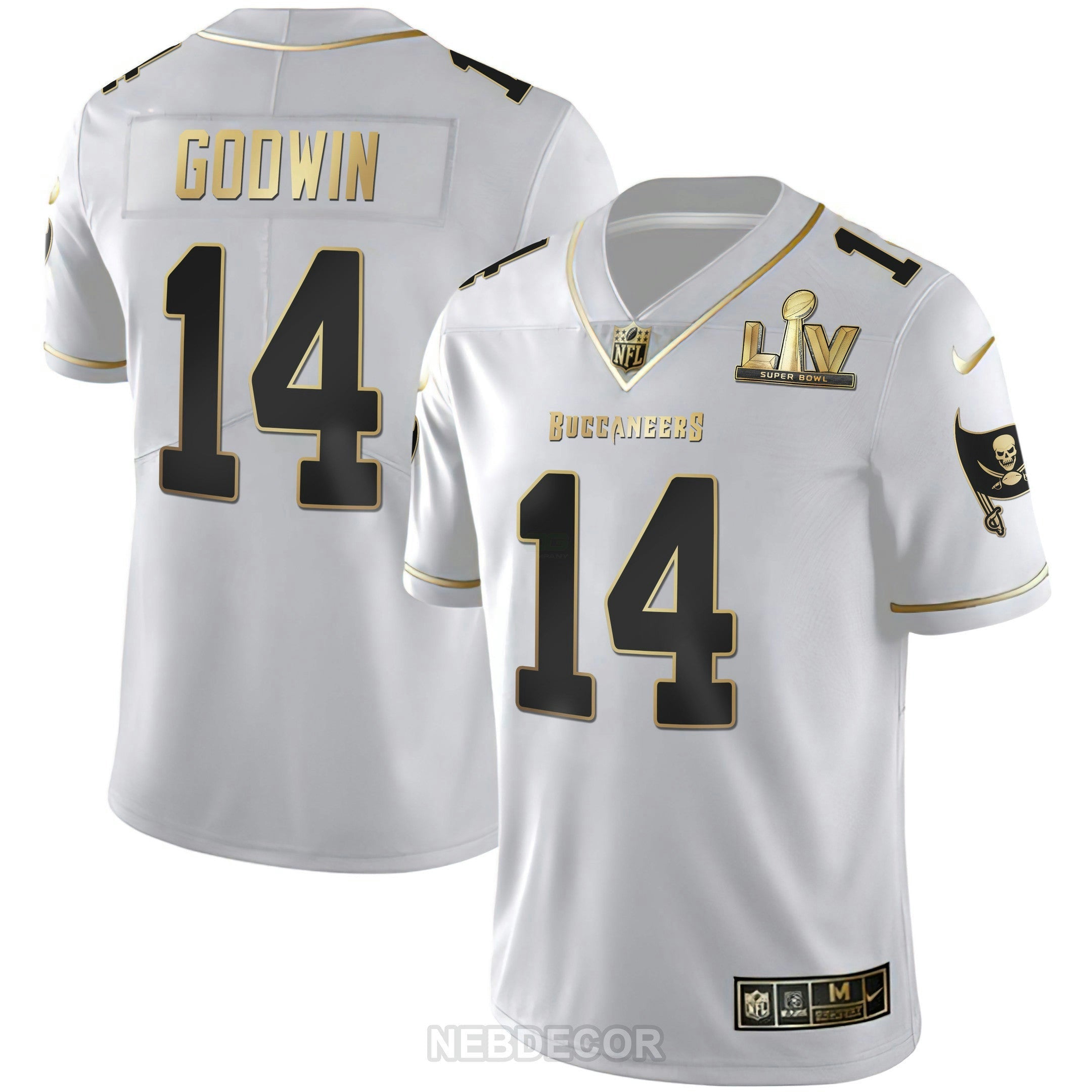 Camisa NFL Men’s Tampa Bay Super Bowl LIV Branca Dourada & Preta Dourada Jersey
