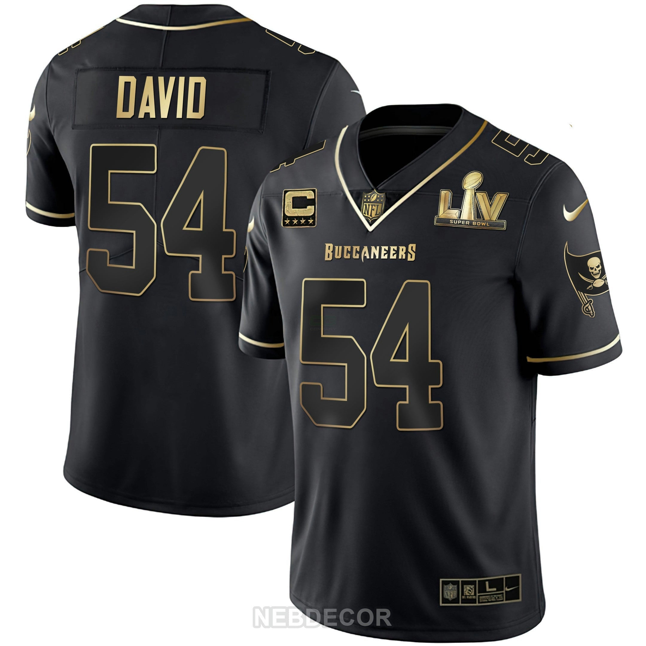 Camisa NFL Men’s Tampa Bay Super Bowl LIV Branca Dourada & Preta Dourada Jersey