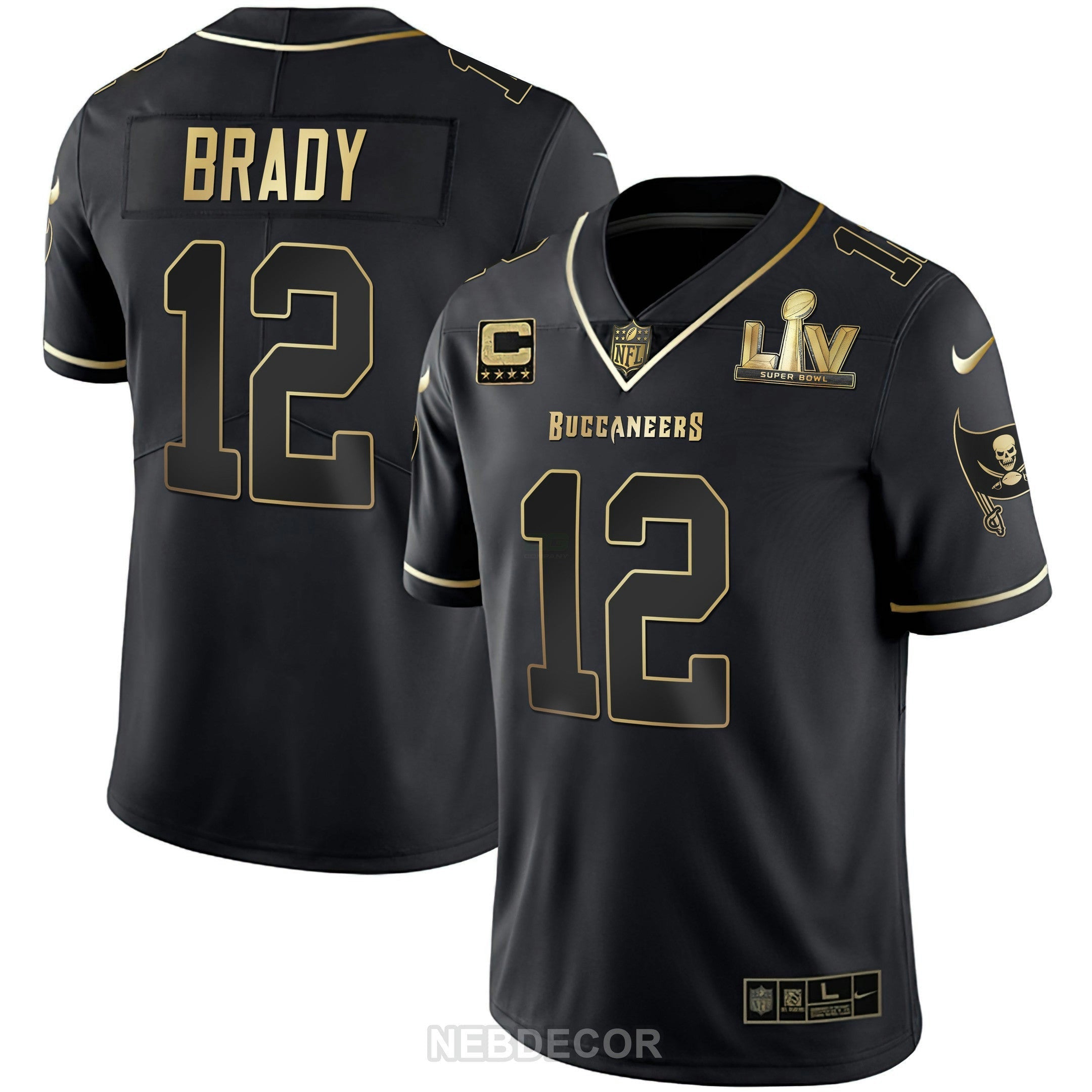 Camisa NFL Men’s Tampa Bay Super Bowl LIV Branca Dourada & Preta Dourada Jersey
