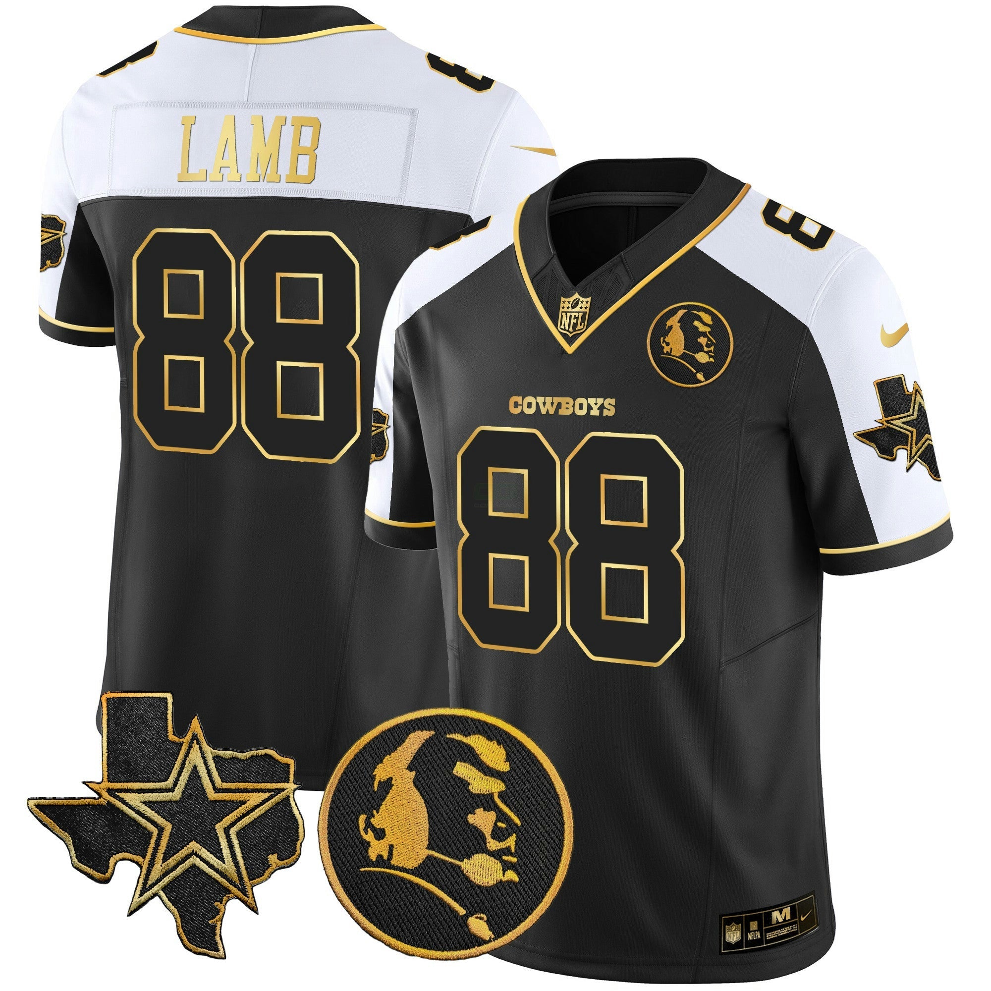 Camisa NFL Men’s Texas & John Madden Patch Dourada Vapor Limited Jersey