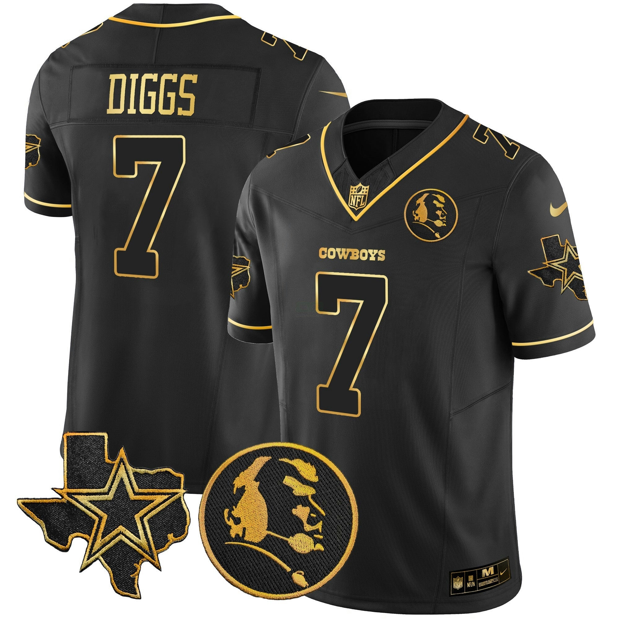 Camisa NFL Men’s Texas & John Madden Patch Dourada Vapor Limited Jersey