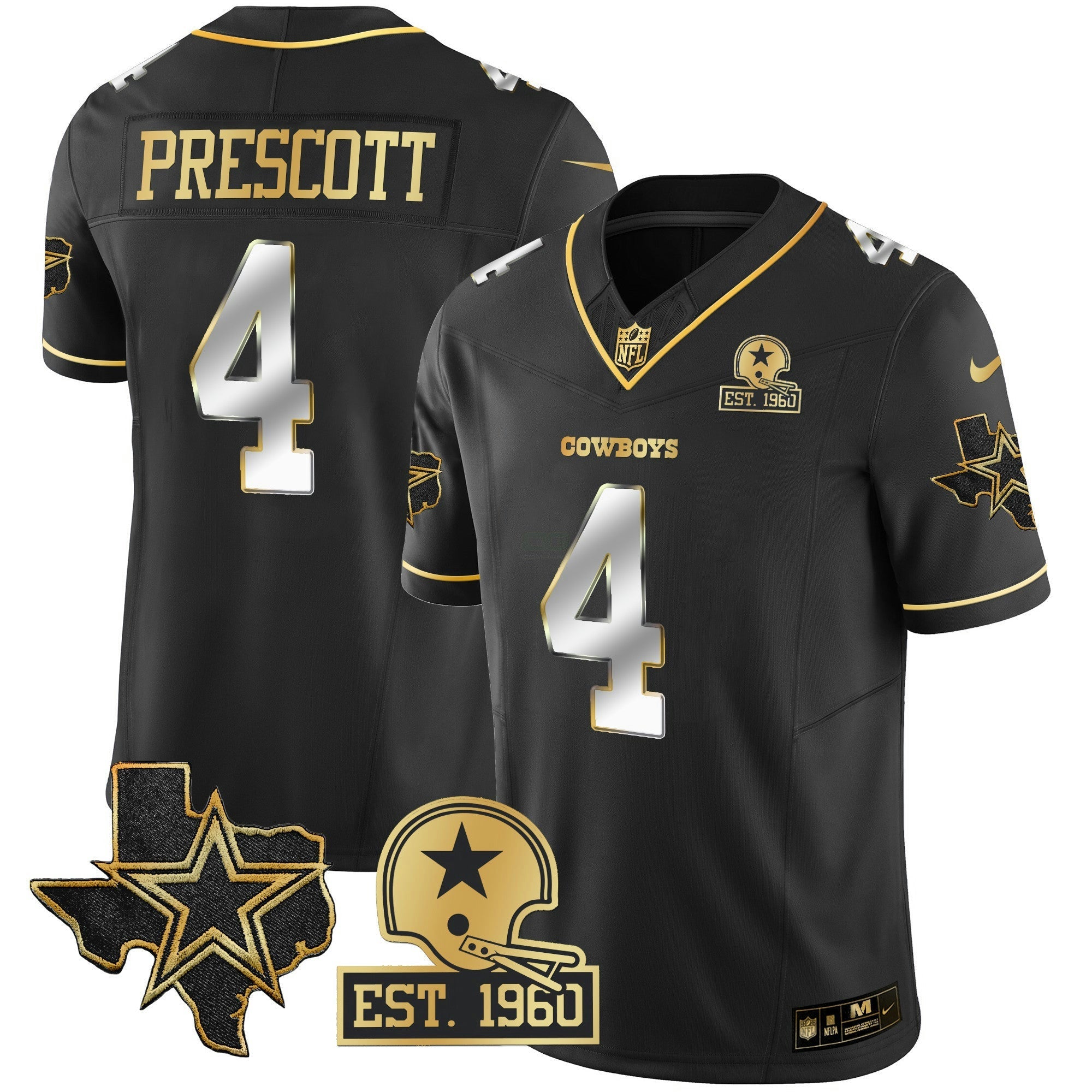 Camisa NFL Men’s Texas Patch Dourada Vapor Jersey