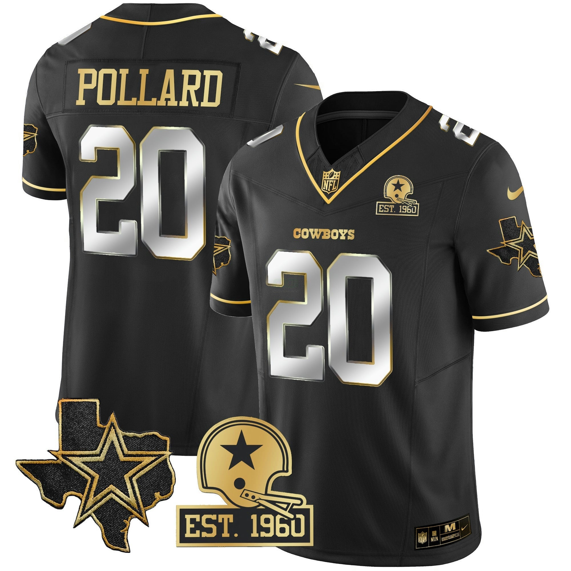 Camisa NFL Men’s Texas Patch Dourada Vapor Jersey