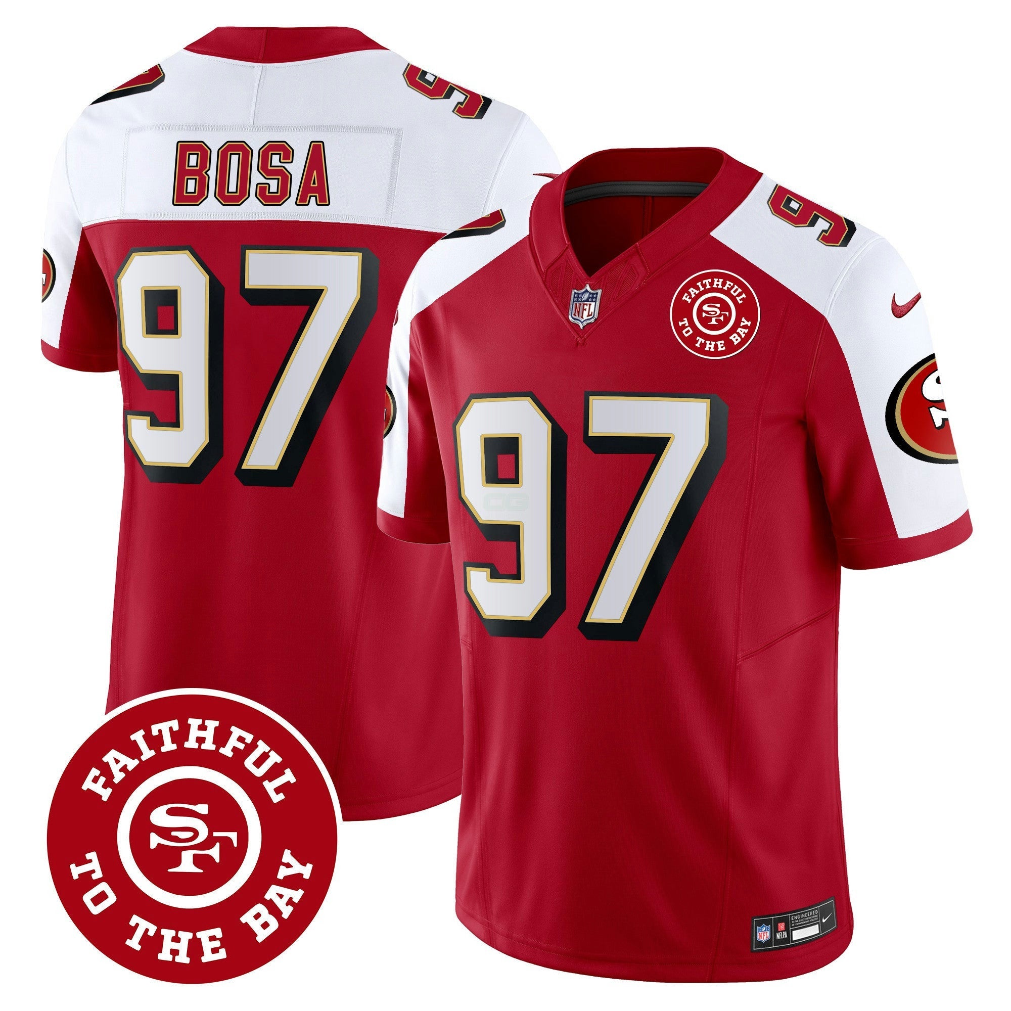 Camisa NFL Men’s Throwback Faithful To The Bay Patch Vapor Limited Jersey